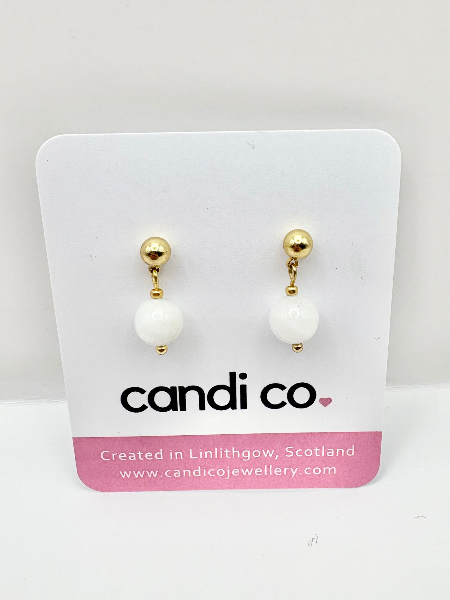 White Moonstone Stud Earrings - SAMPLE SALE