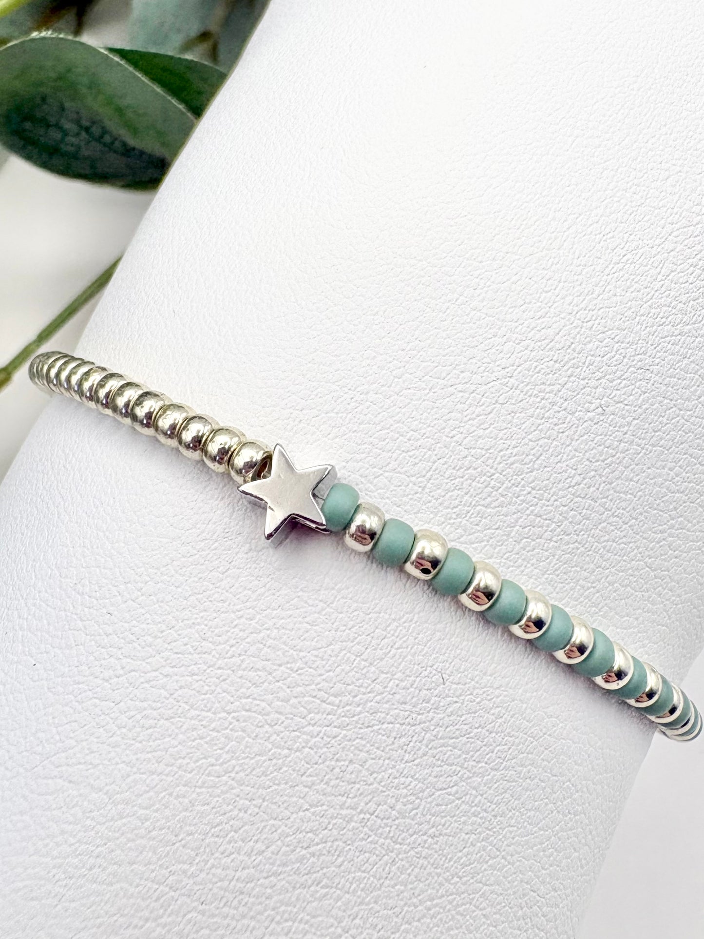 Pastel Seed Beaded Charm Bracelet