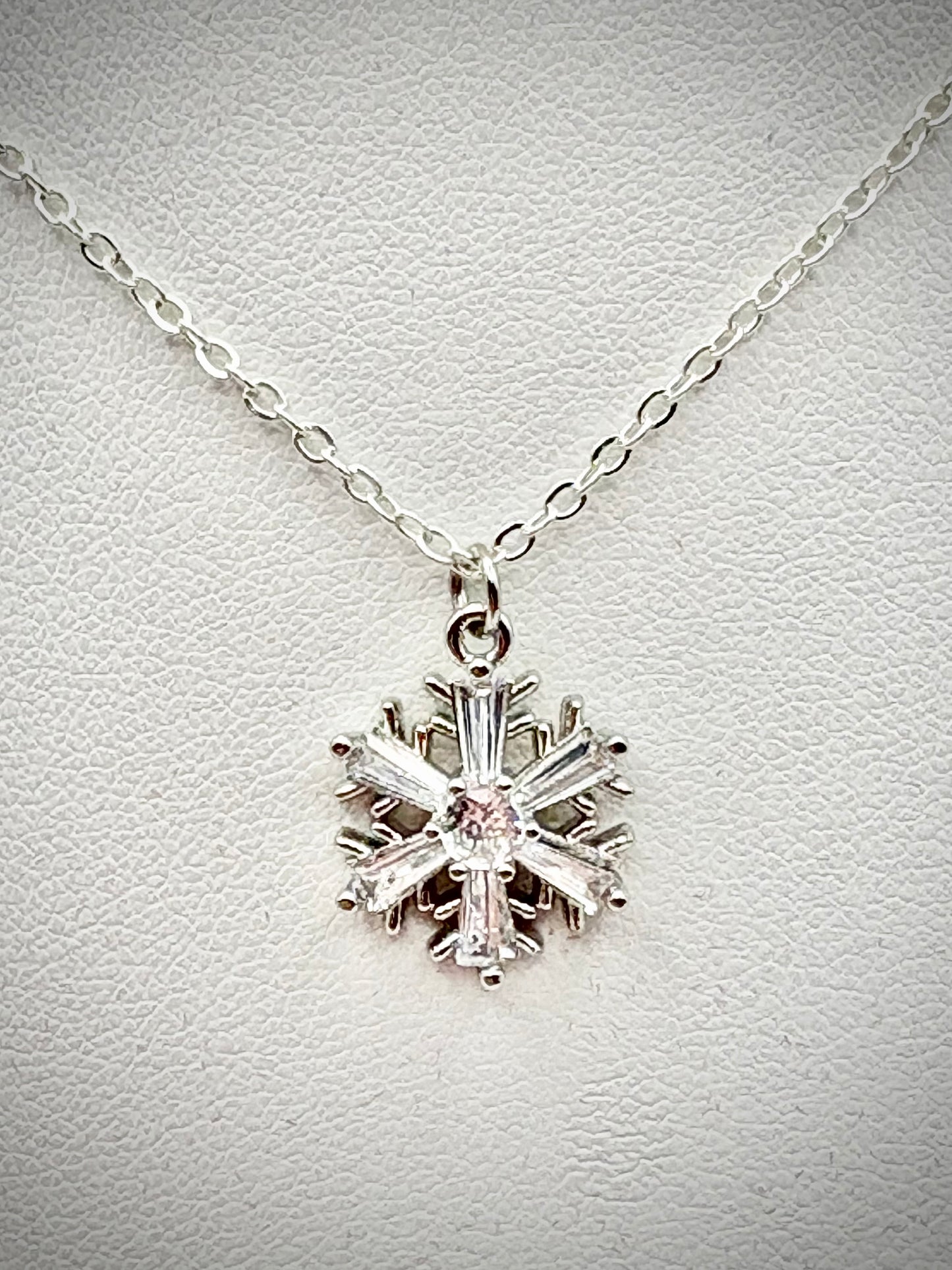 Sparkly Snowflake Necklace - Gold or Silver-Plated