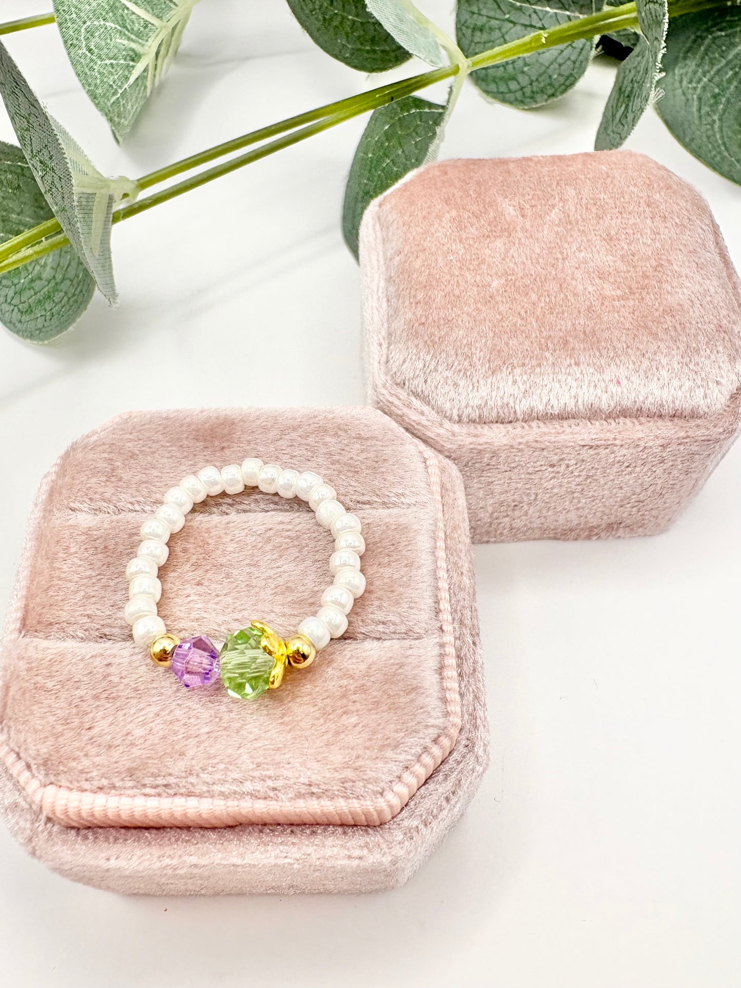 Thistle Seed Beaded Stretch Ring