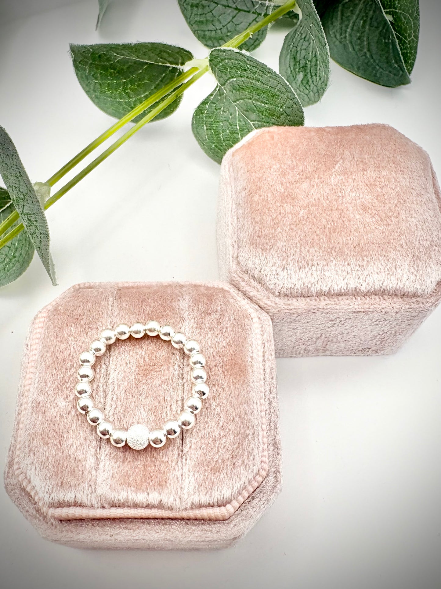 Luxe 925 Sterling Silver or Gold-Filled Sparkle Beaded Stretch Ring - Perfect For Stacking