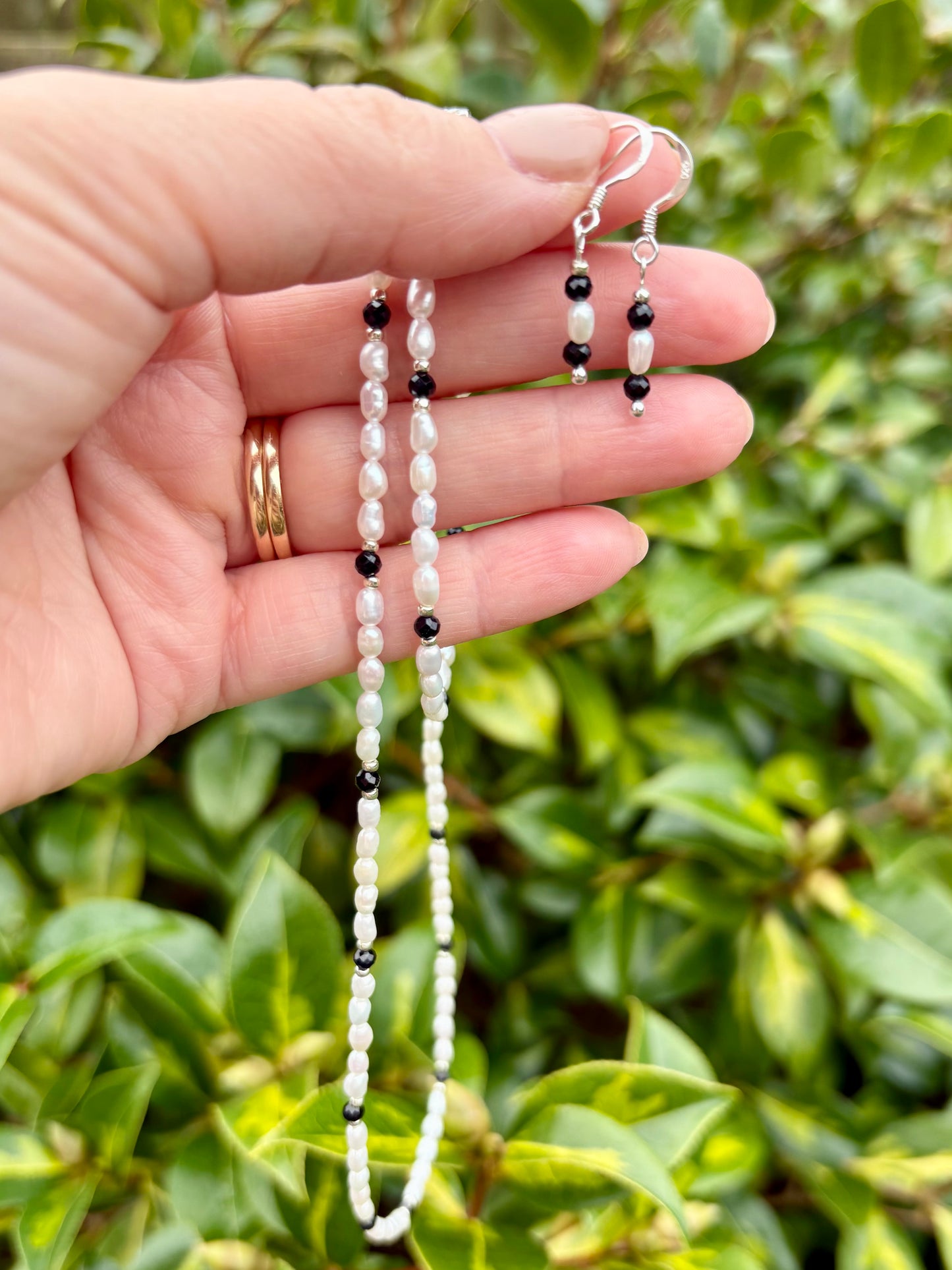 Handmade Pearl & Tourmaline Jewellery Set – Sterling Silver