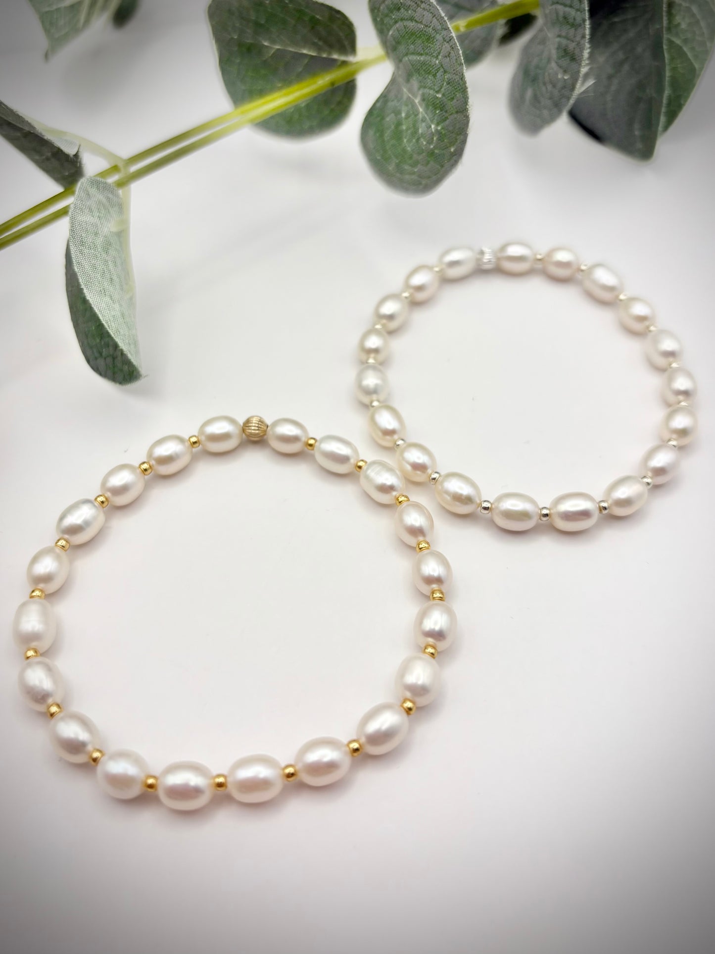 Freshwater Pearl & Seed Beaded Bracelet - Gold or Silver