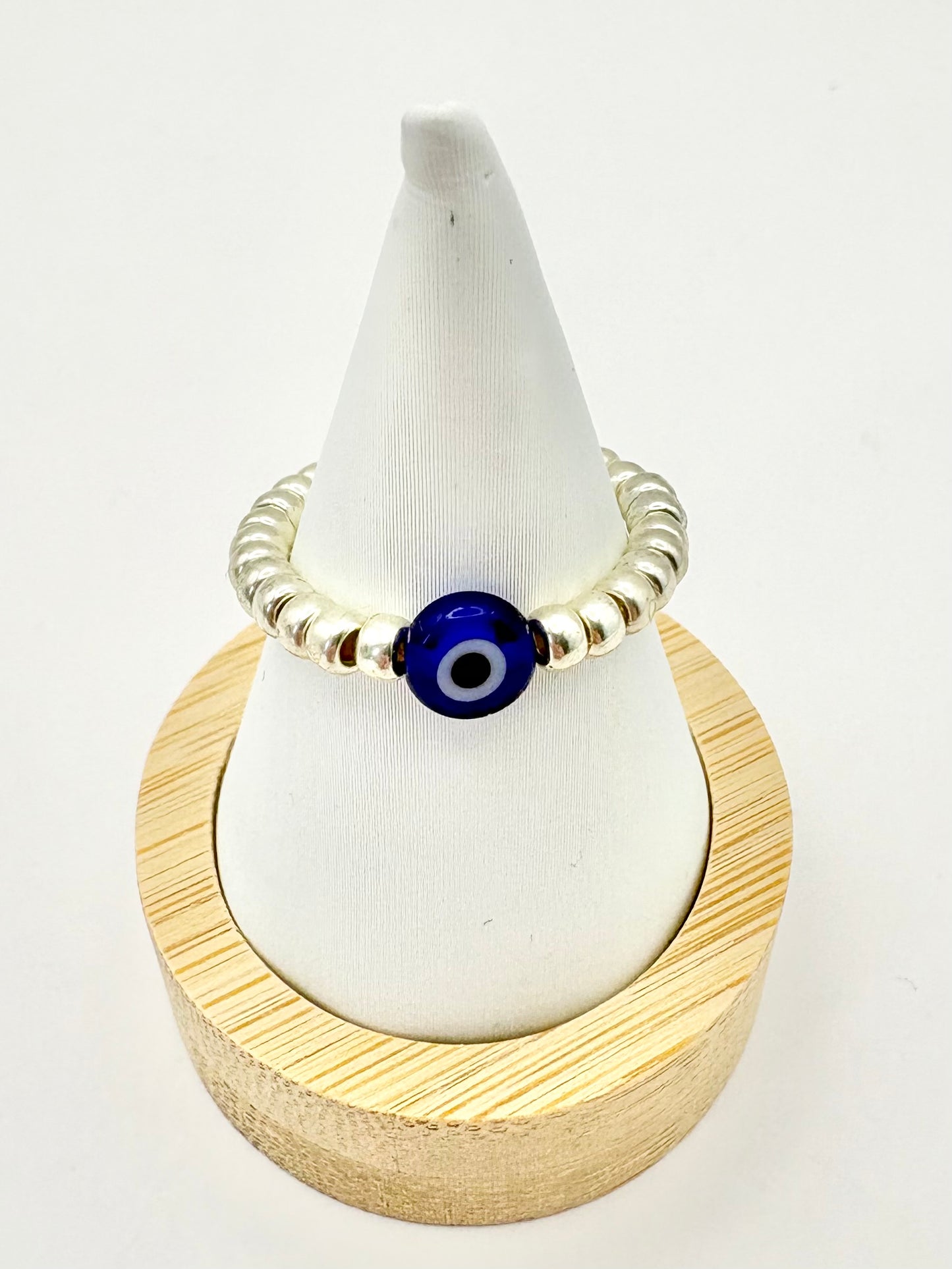Evil Eye Seed Bead Ring - Gold or Silver
