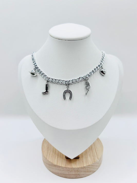 Silver-plated western charm necklace - SALE