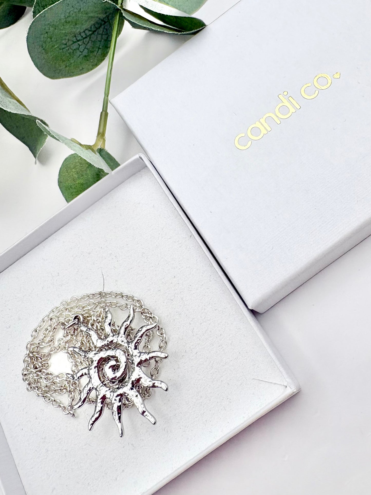 Sunburst Long Necklace - Gold or Silver