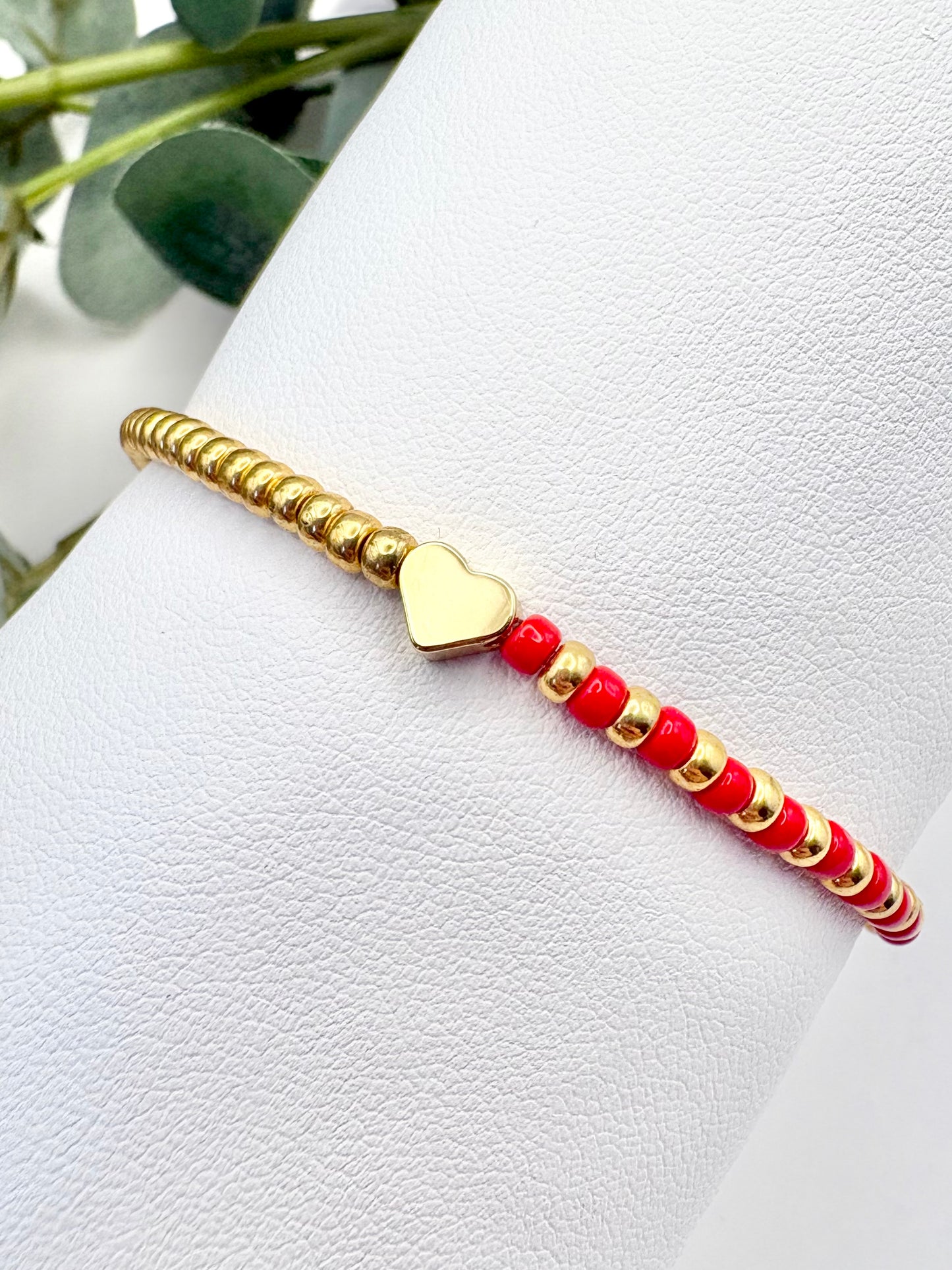 Rainbow Seed Beaded Charm Bracelet