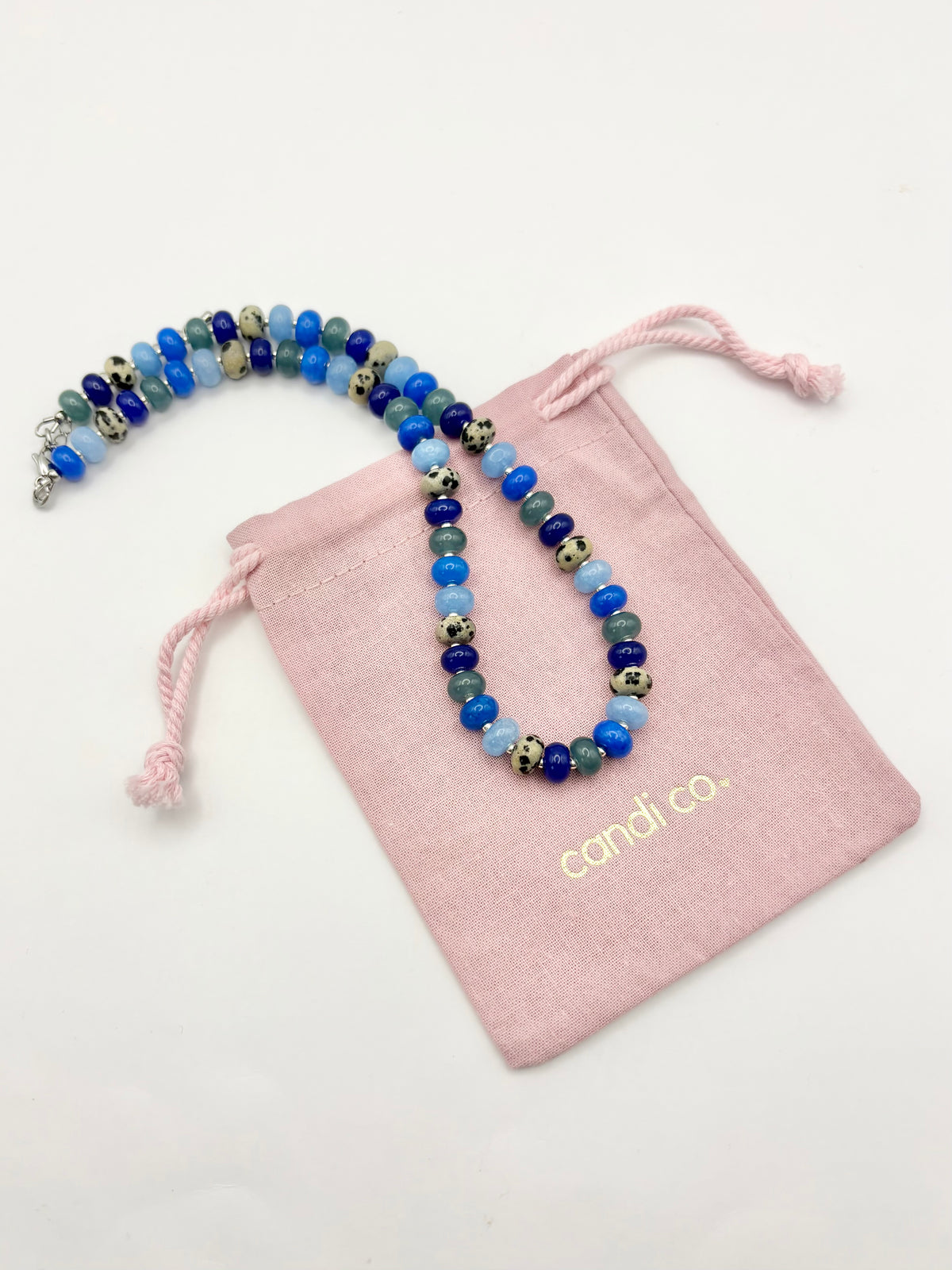 Candi Drop #8 - Dyed Quartz & Dalmatian Jasper Necklace