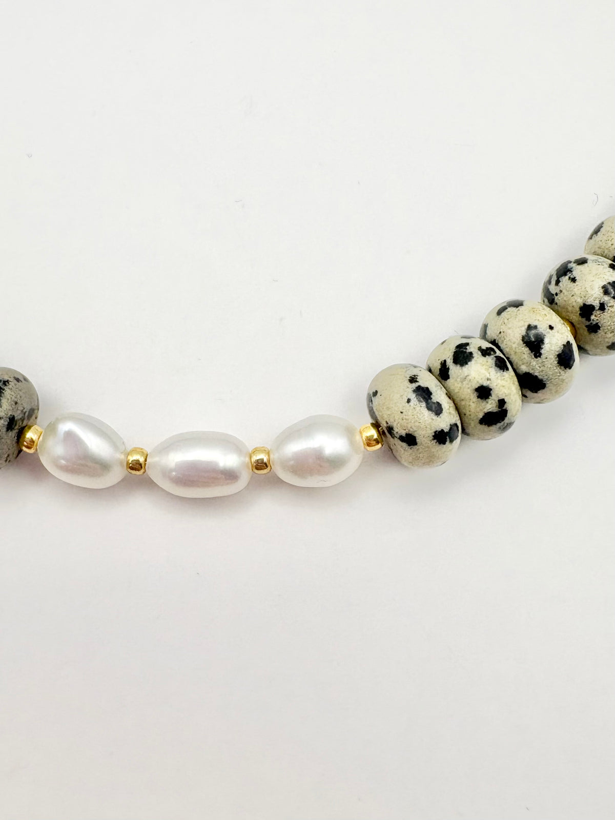 Candi Drop #6 - Dalmatian Jasper & Freshwater Pearl Necklace