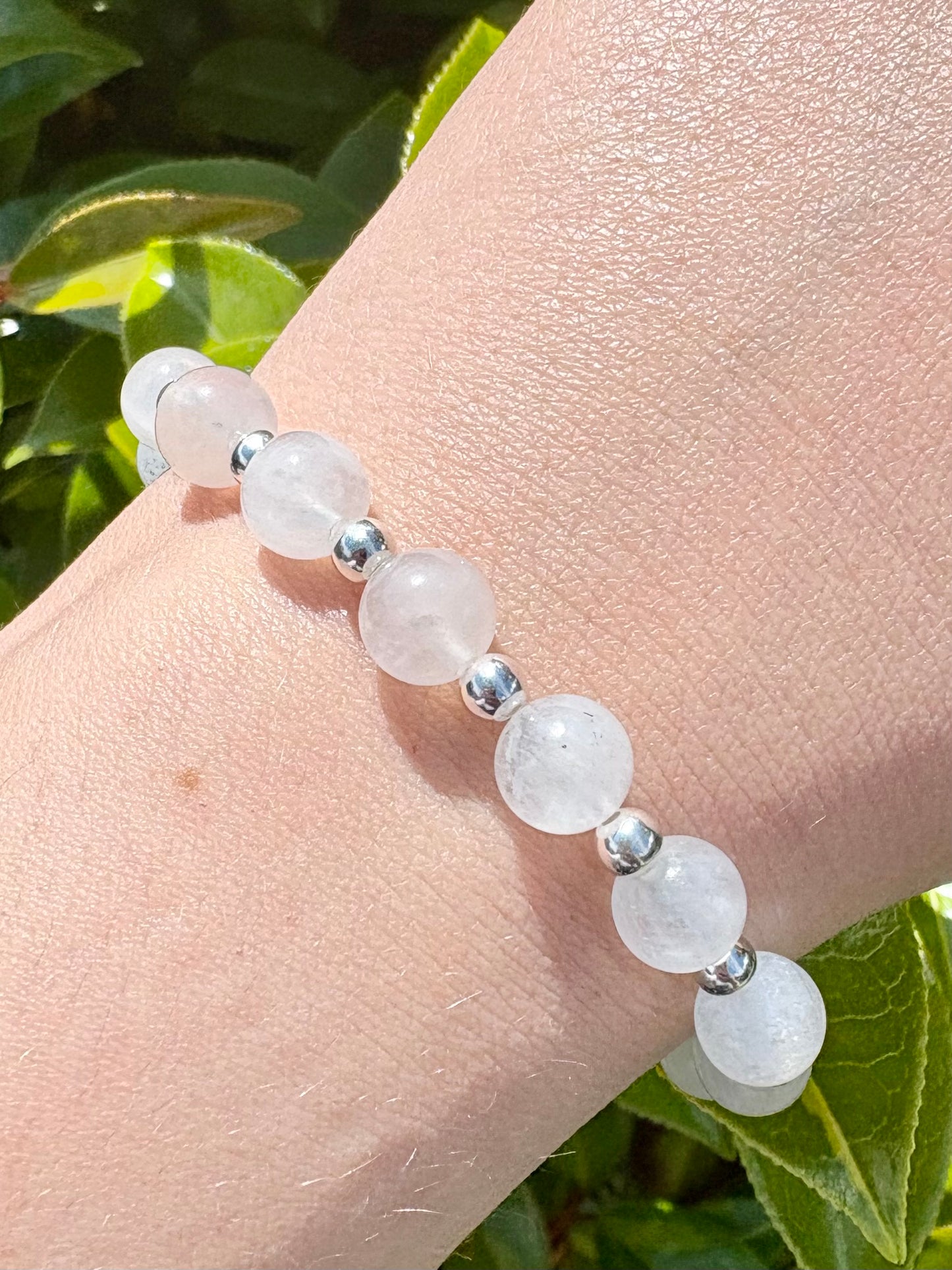 Moonstone and Sterling Silver Beaded Bracelet