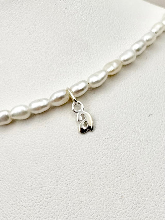 Freshwater Pearl Initial Necklace - Sterling Silver