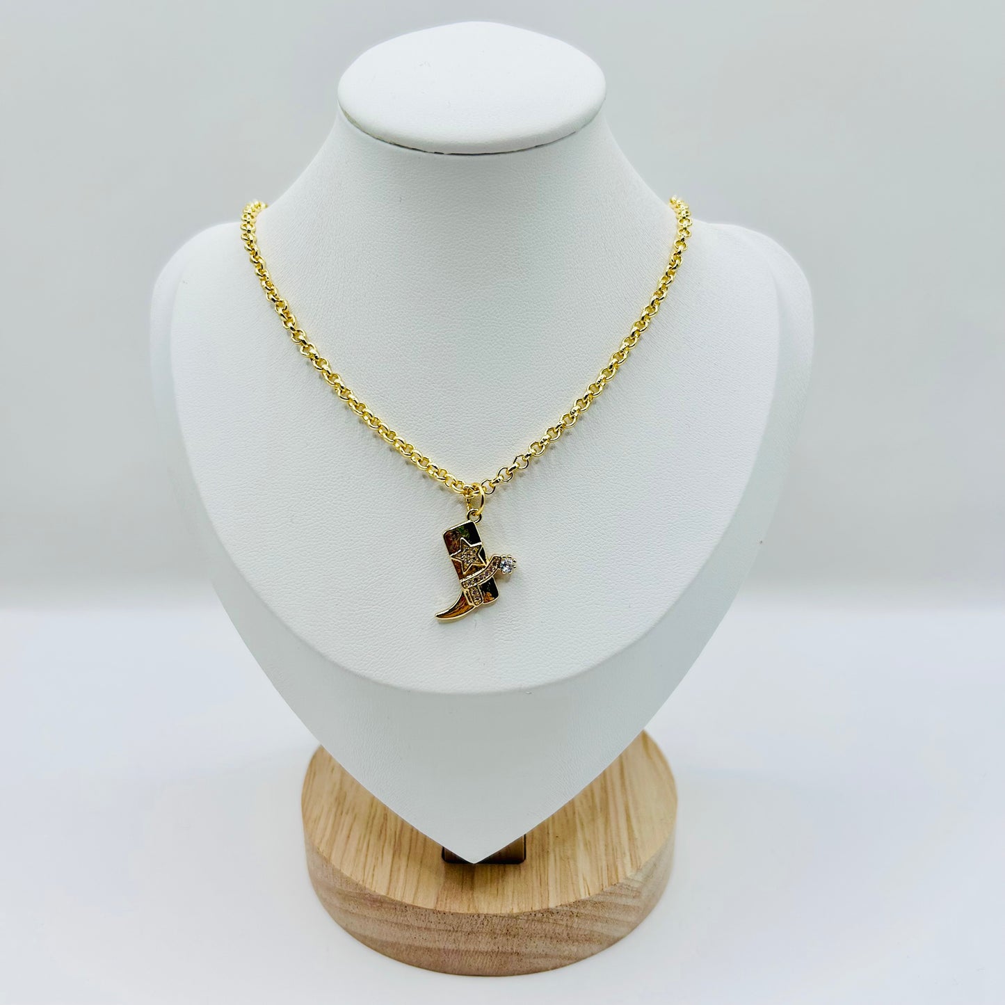 24k gold-plated cowboy boot charm necklace - SALE