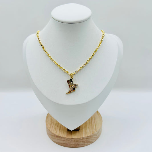 24k gold-plated cowboy boot charm necklace - SALE
