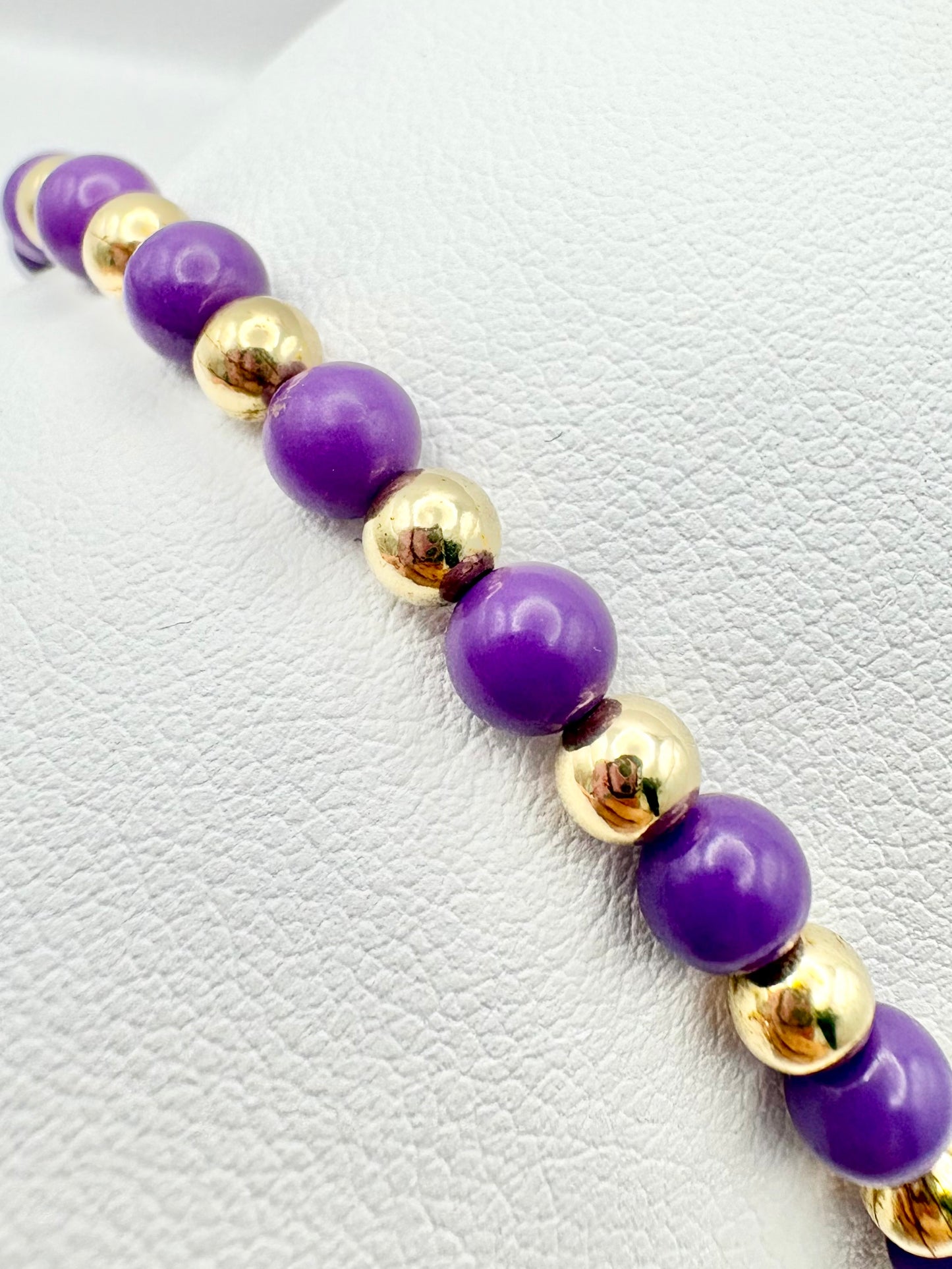 Purple Phosphosiderite and Gold Filled Beaded Bracelet