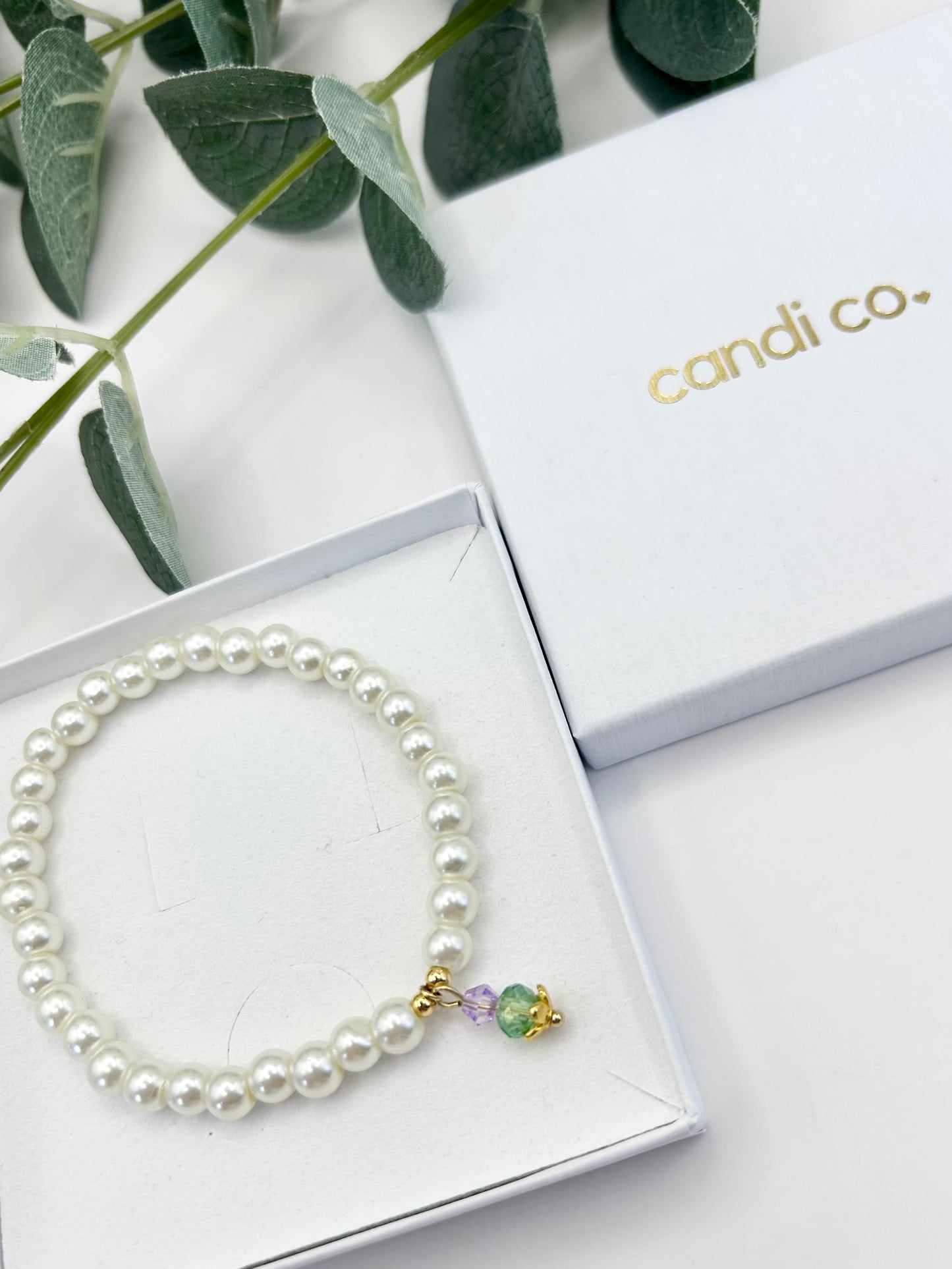 Thistle Glass Pearl Bracelet Silver or Gold-Plated