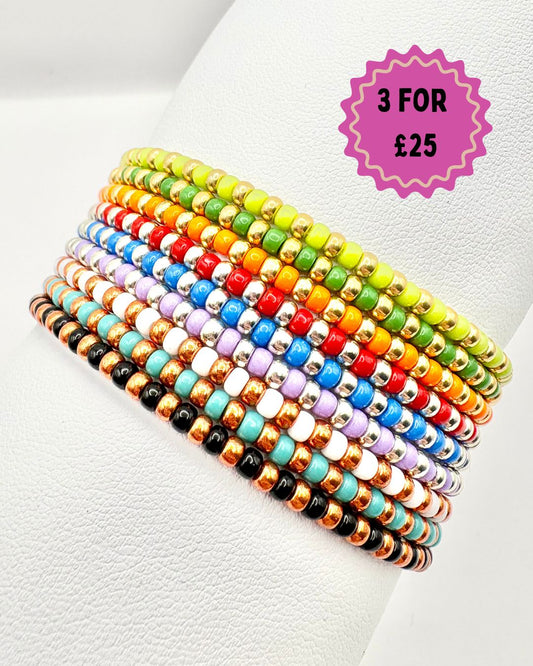 Seed Bead Stacking Bracelets - Rainbow Mix