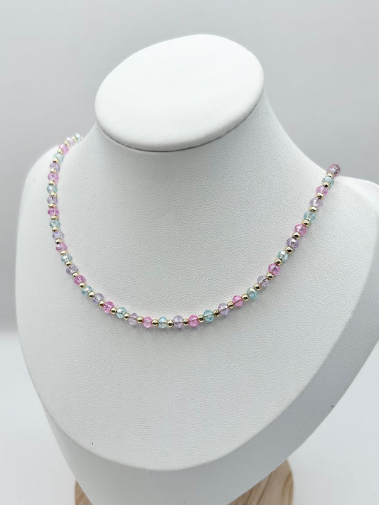 Dainty Mermaid Crystal Seed Bead Necklace Gold-Plated