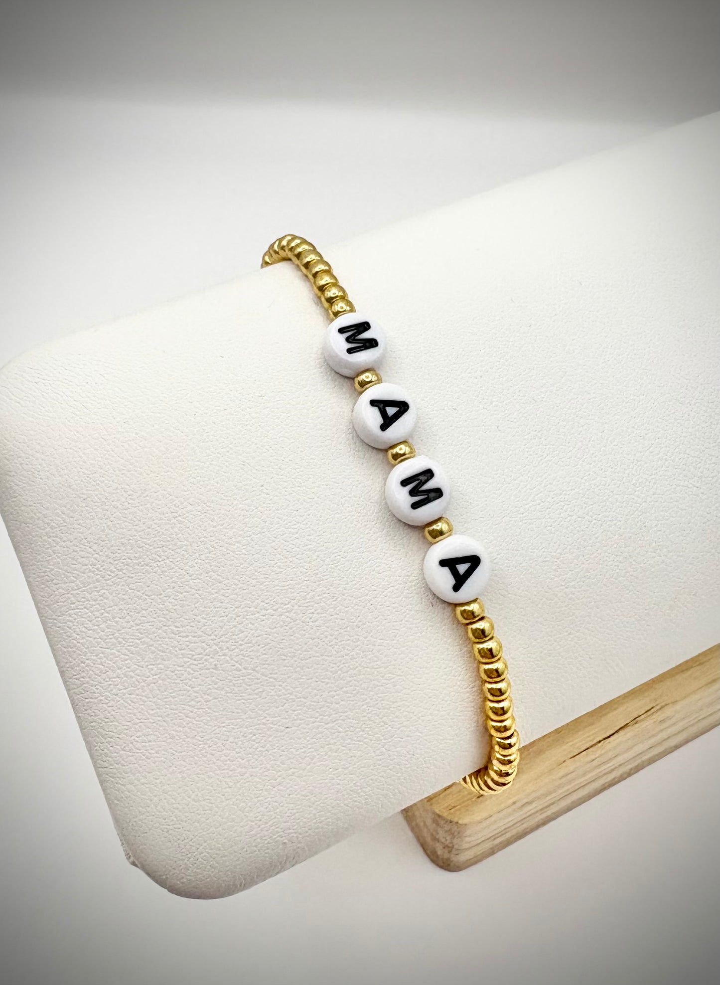 Seed Bead Mama Bracelet - Gold or Silver