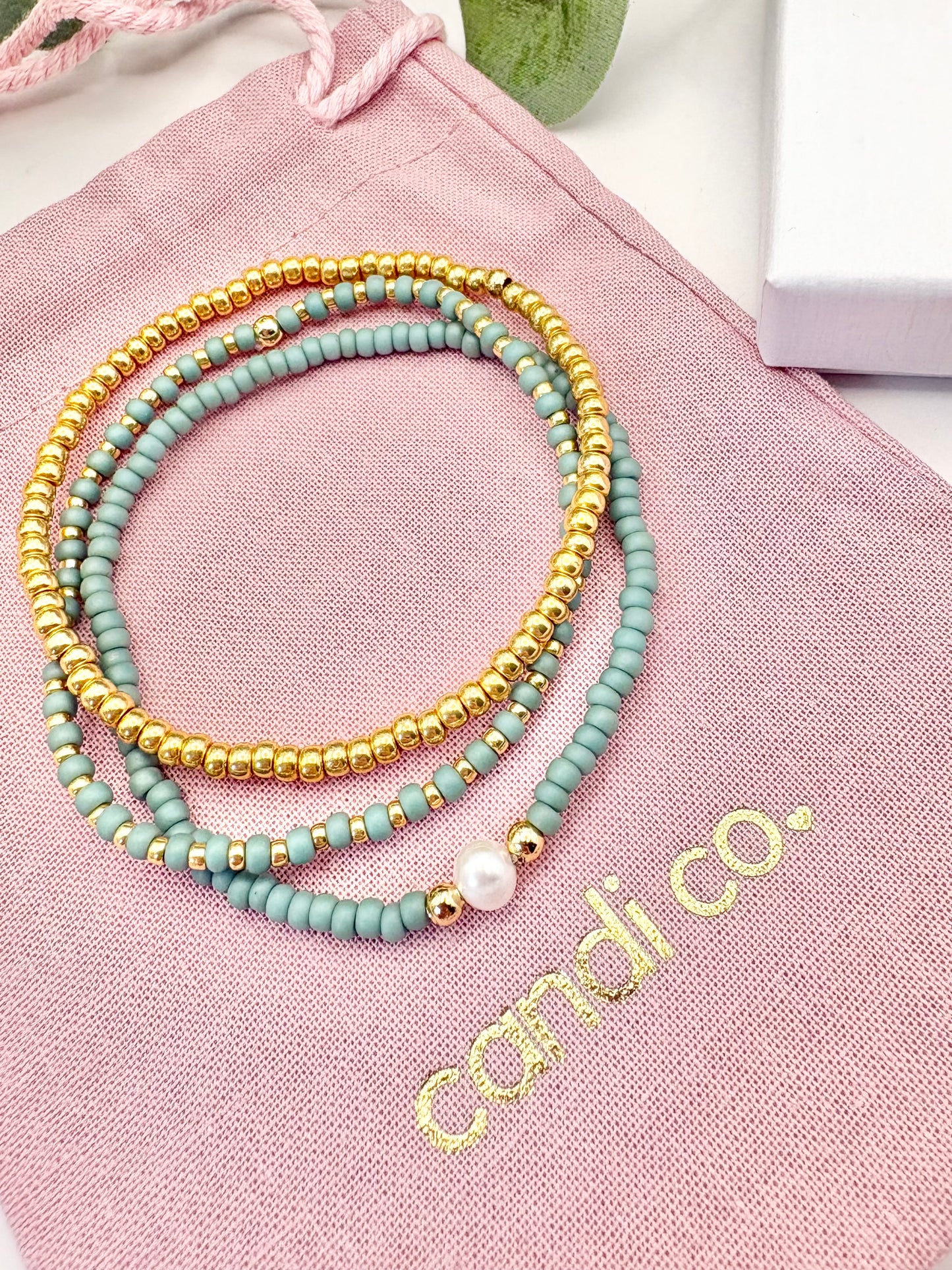 Spring Seed Bead Freshwater Pearl Bracelet Stack - Various Colours