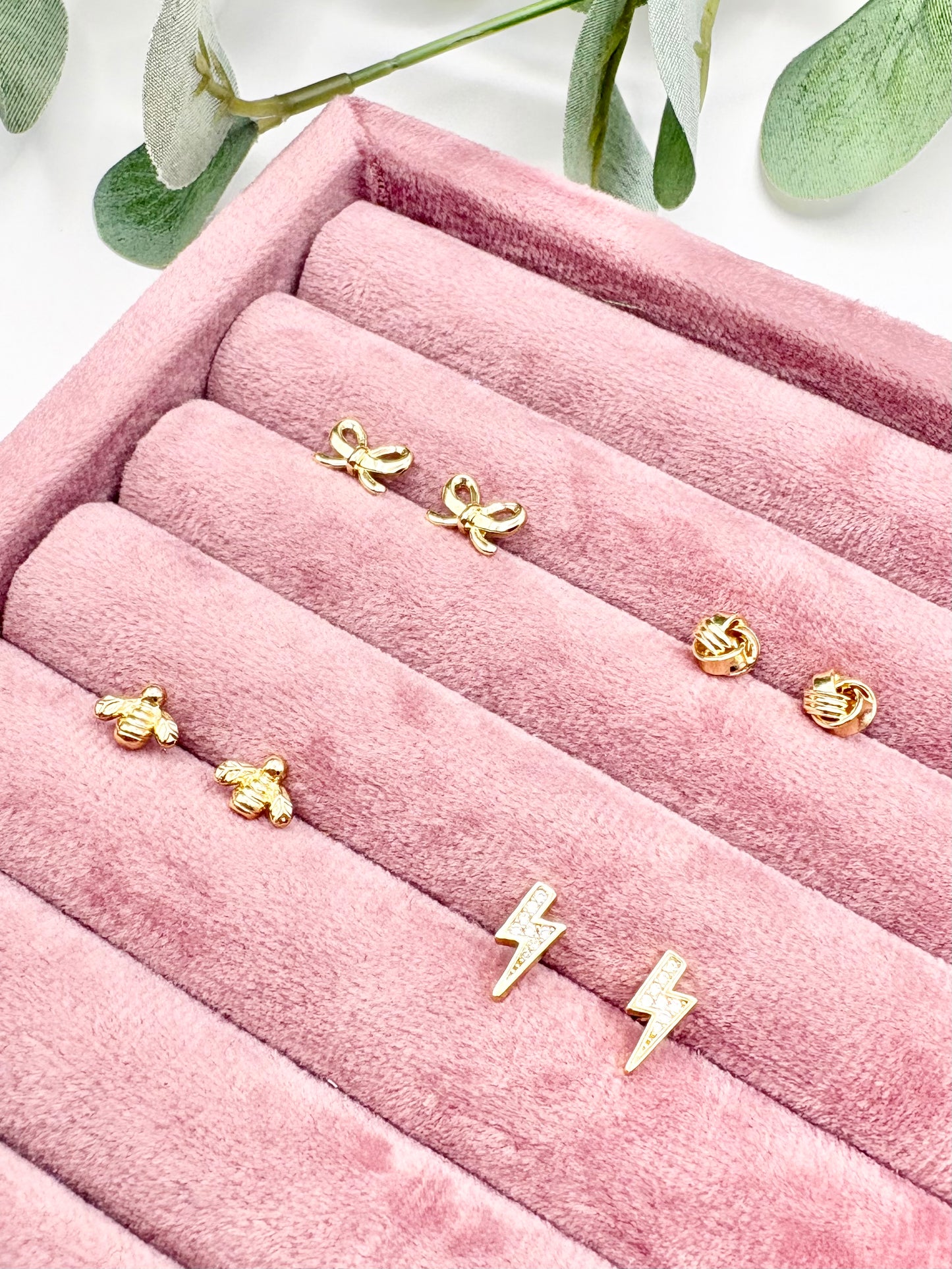 Bow Stud Earrings - Gold-Plated