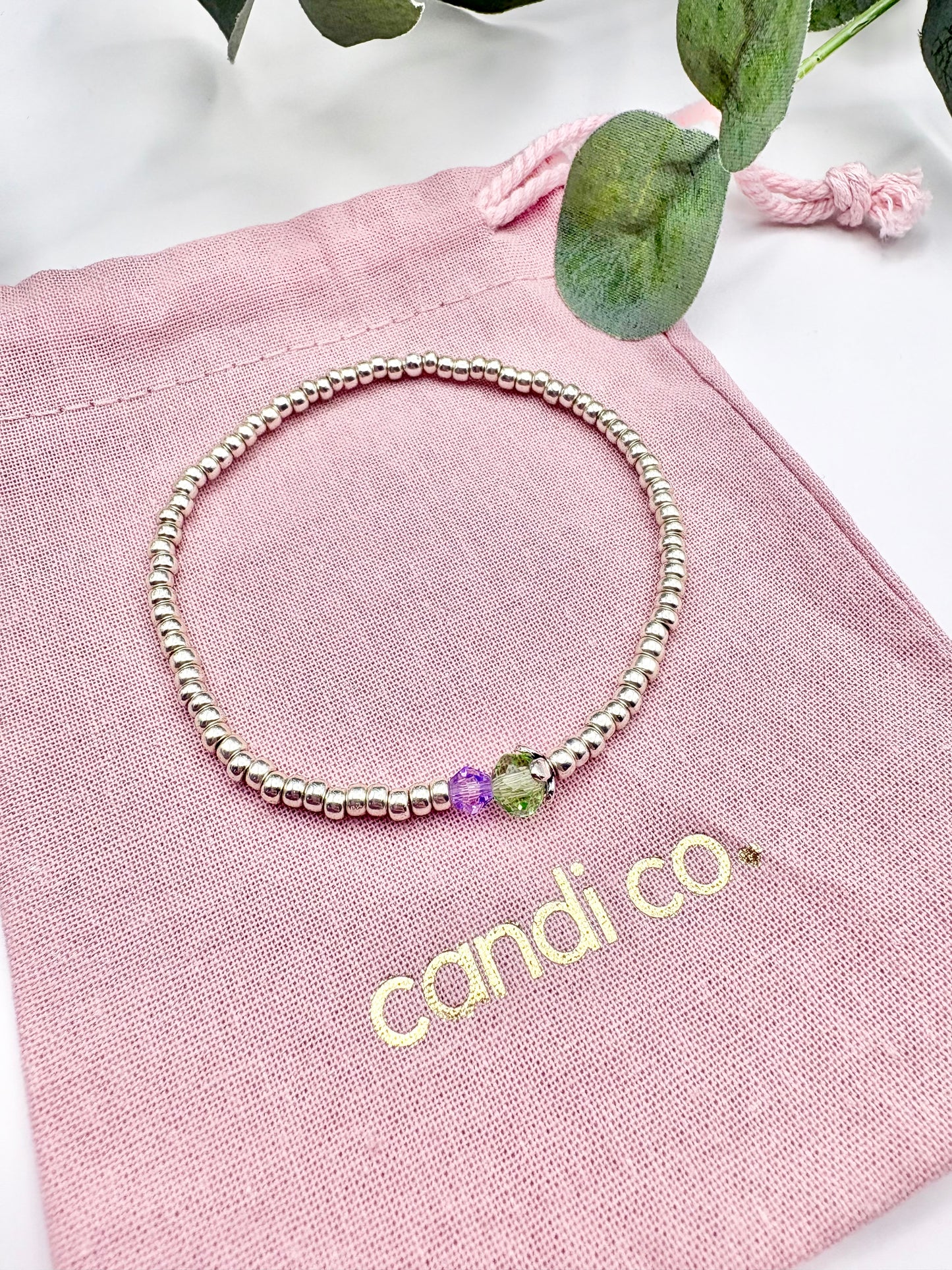 Thistle Seed Beaded Bracelet - Silver