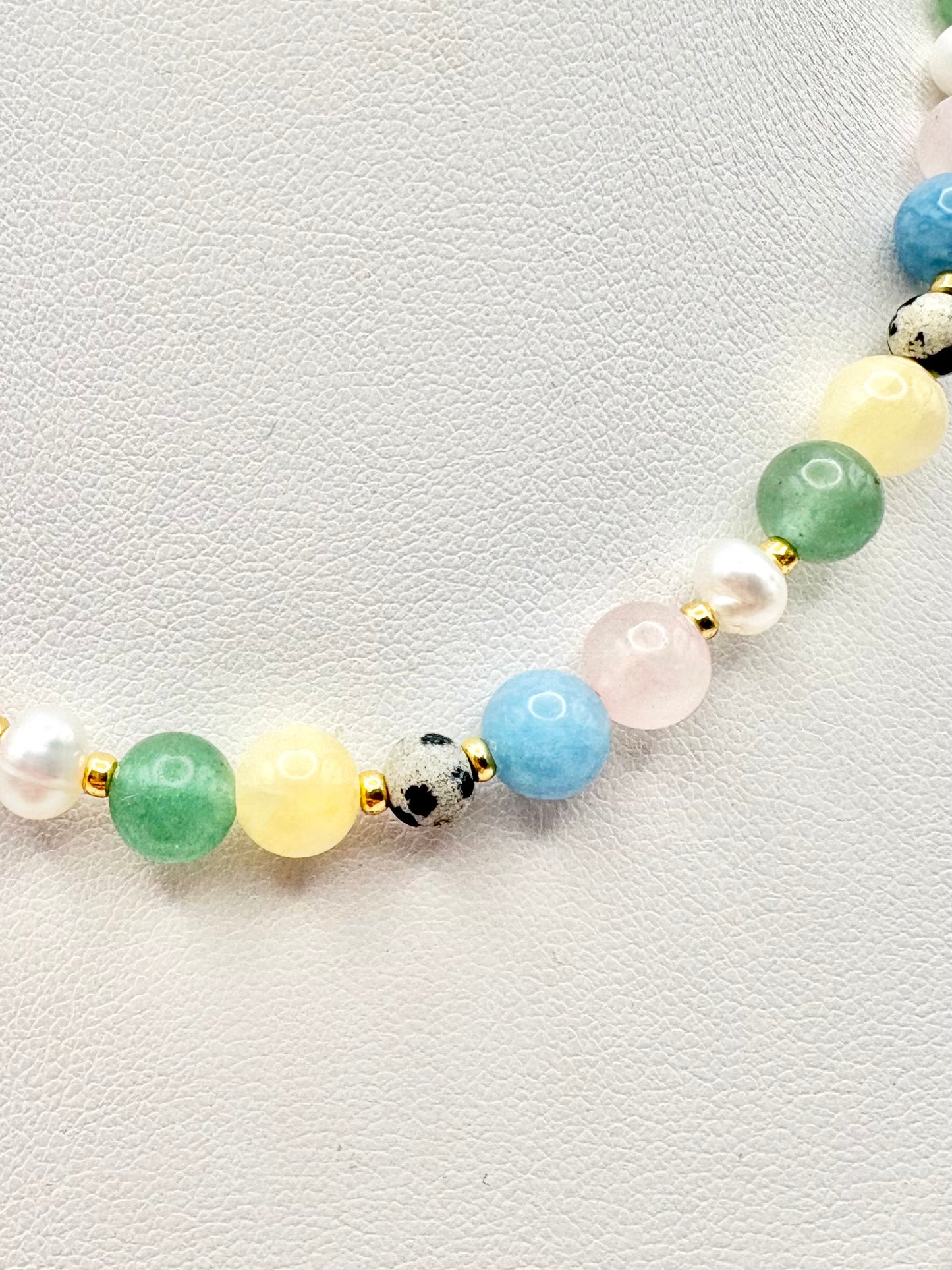 Pastel Gemstone & Pearl Necklace - Gold-Plated