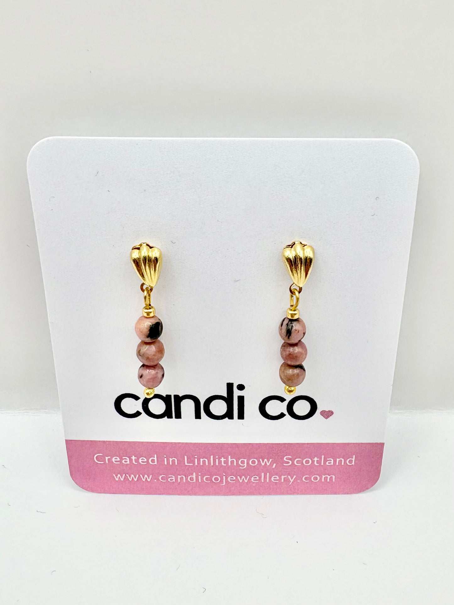 Rhodonite Stud Earrings - SAMPLE SALE