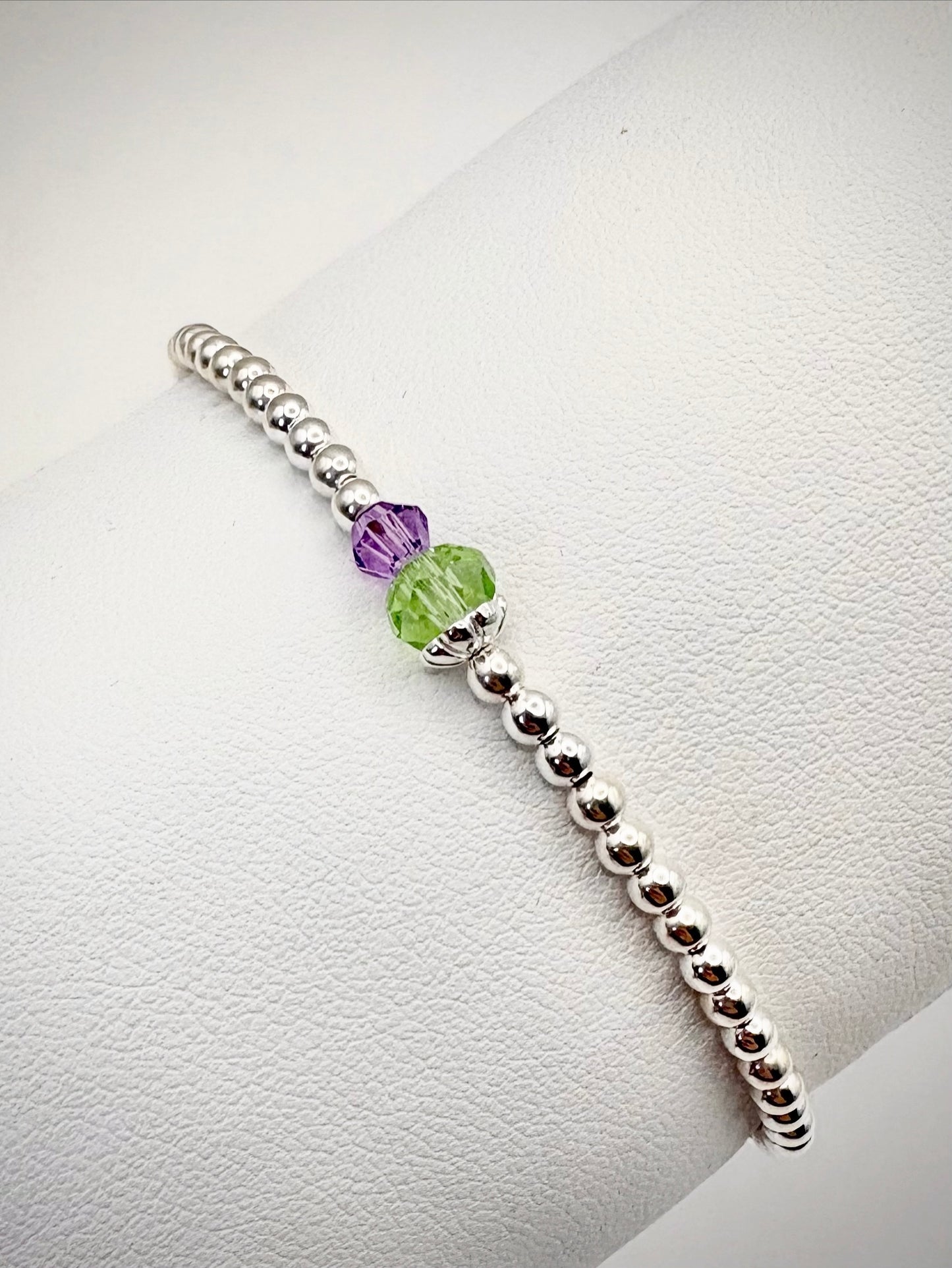 Thistle Dainty Beaded Stretch Bracelet - Sterling Silver or Gold-Filled