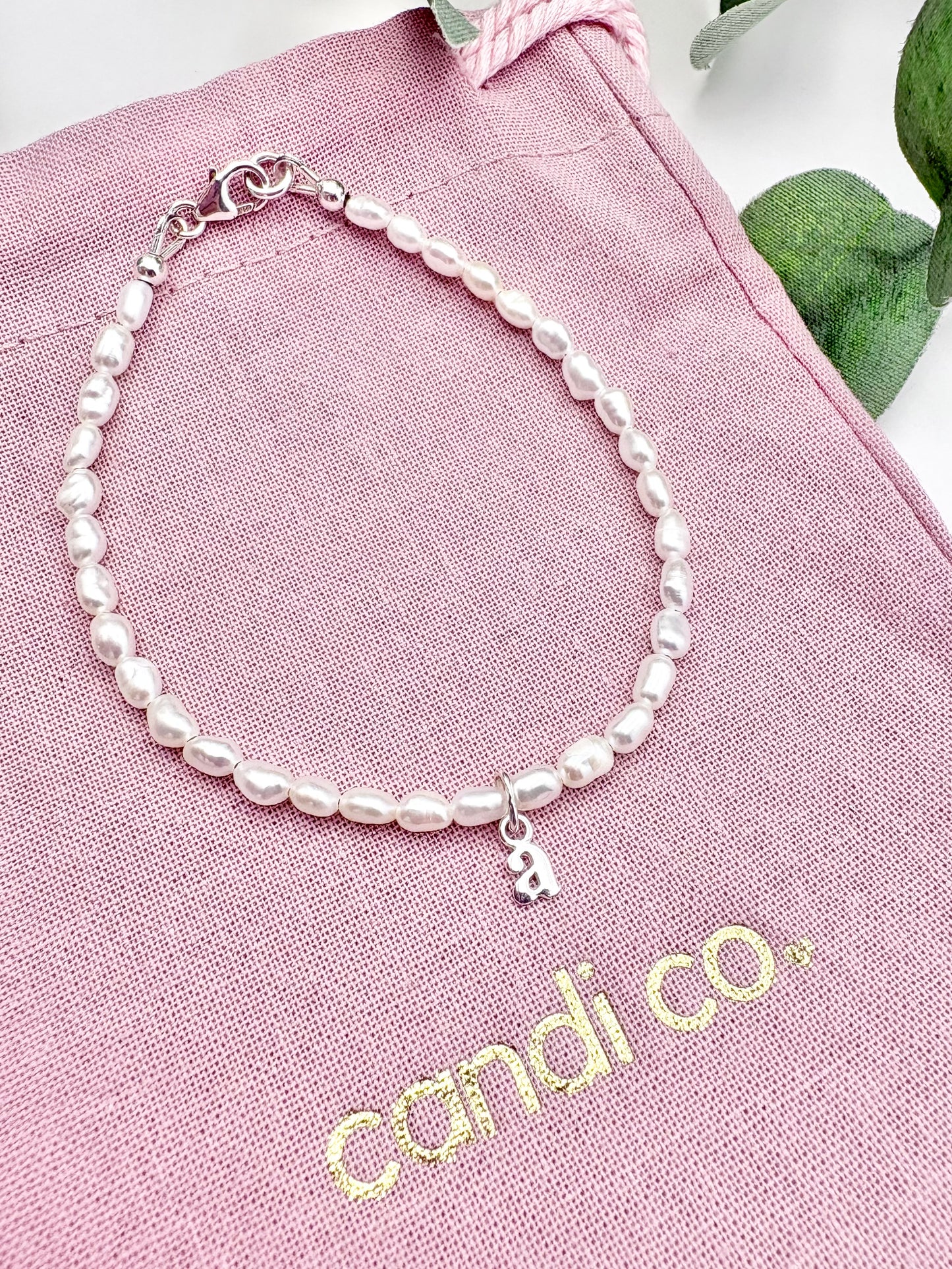 Freshwater Pearl Initial Bracelet - Sterling Silver