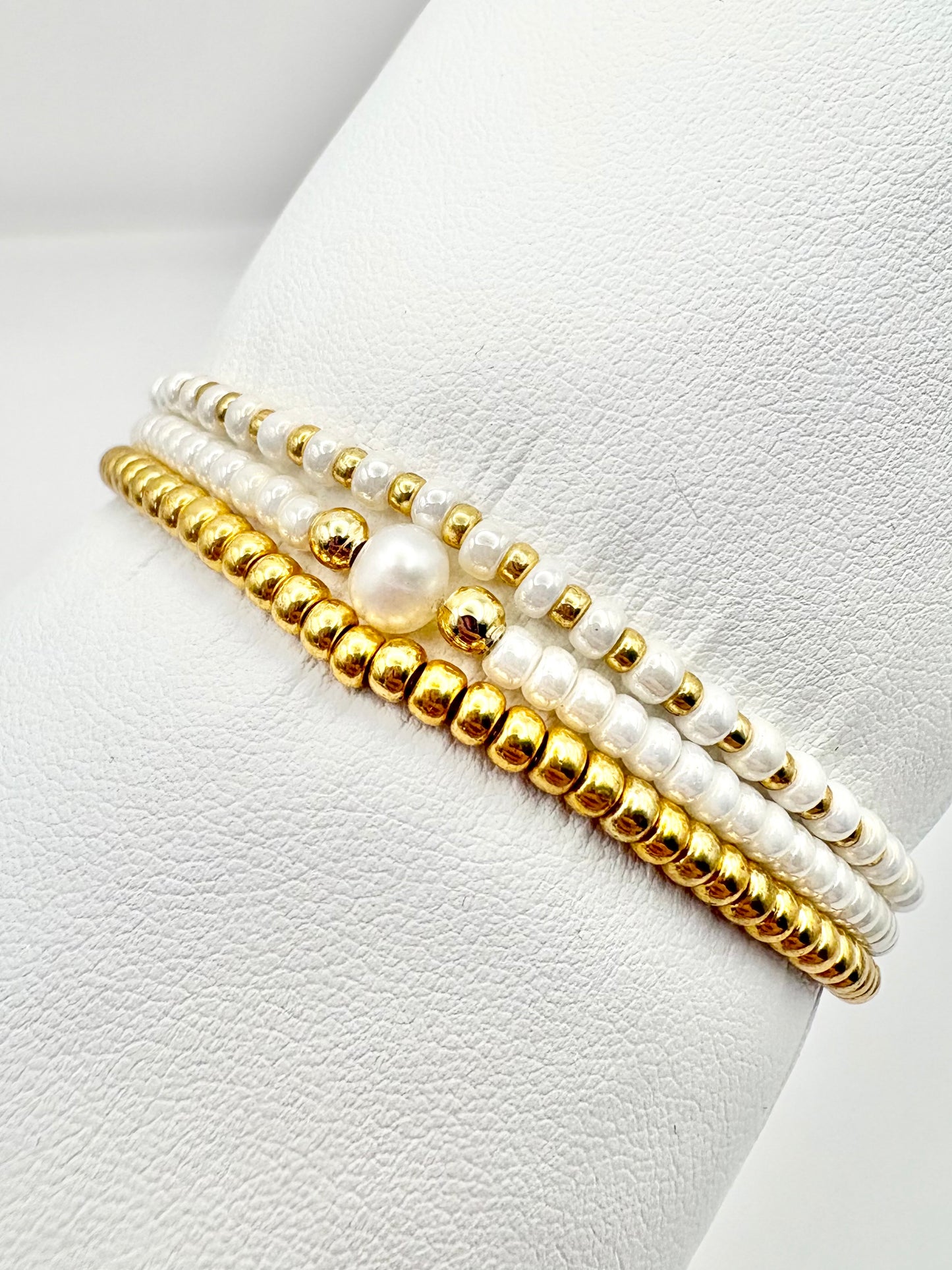 Spring Seed Bead Freshwater Pearl Bracelet Stack - Various Colours