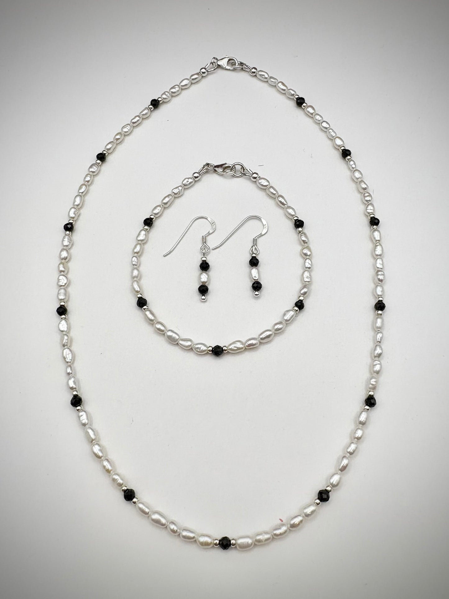 Handmade Pearl & Tourmaline Jewellery Set – Sterling Silver