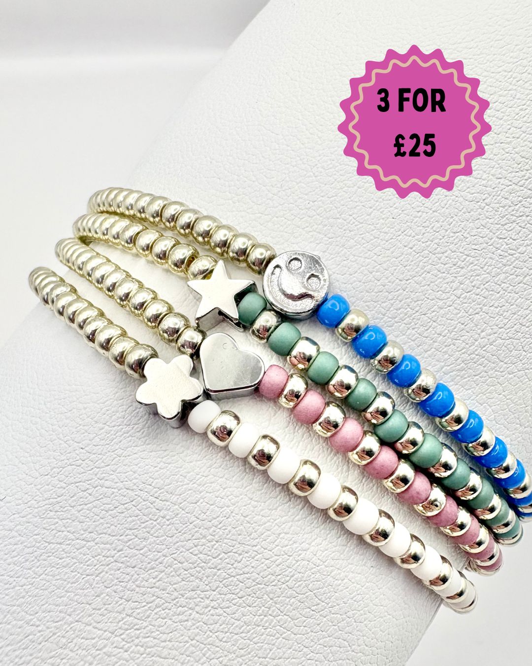 Seed Bead Stacking Bracelets - Pastel Charm Mix