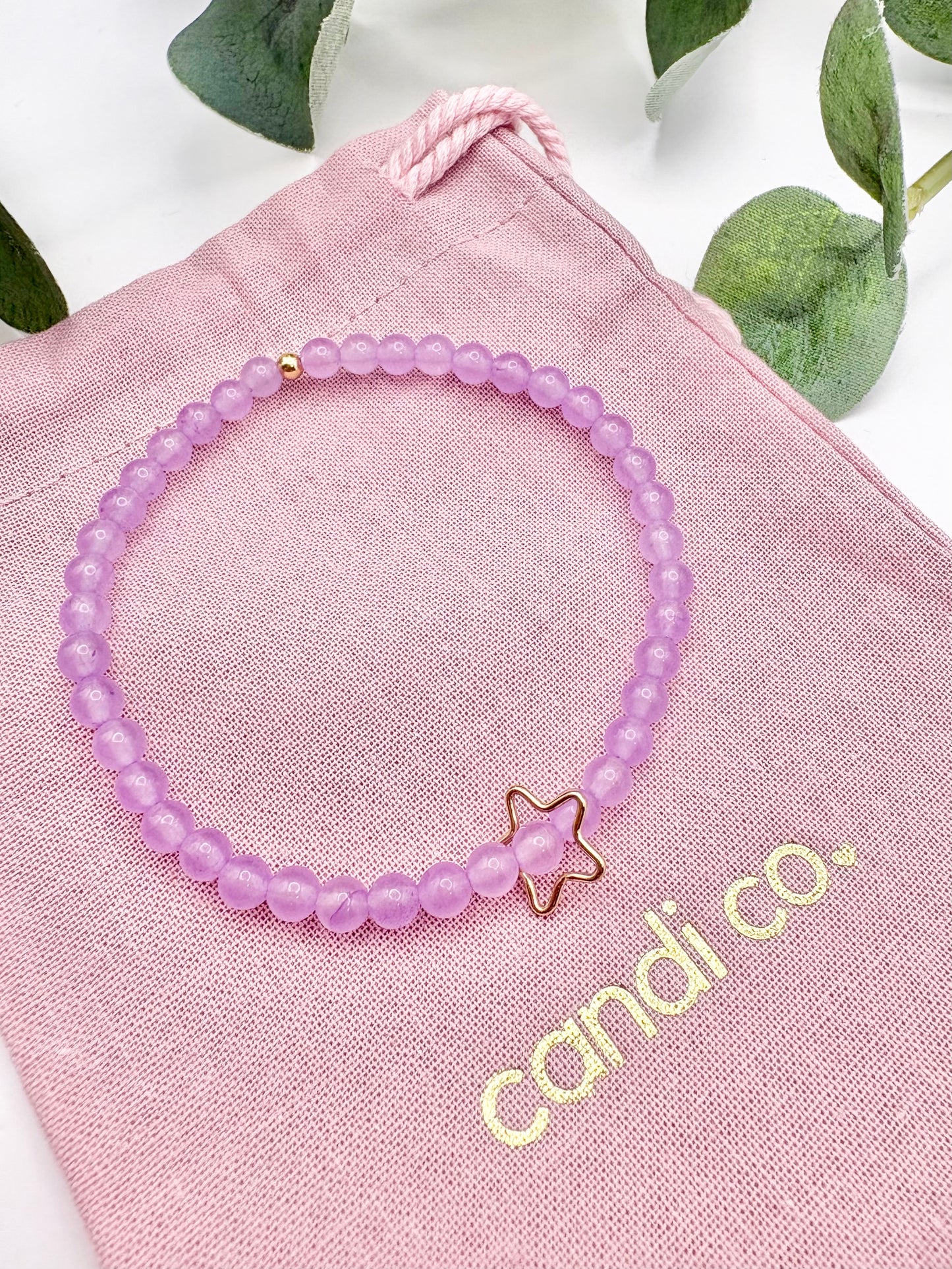 Pastel Gemstone Bracelet with Heart or Star Charm - Sterling Silver or Gold-filled