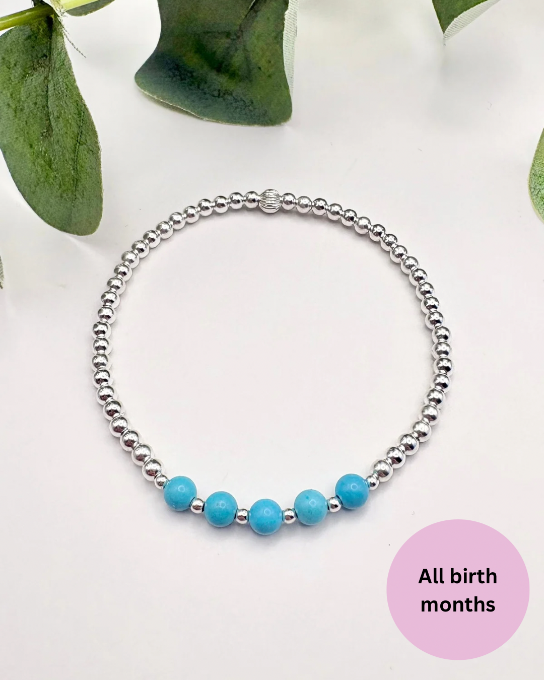 Birthstone Beaded Bracelet - Sterling Silver or Gold-Filled