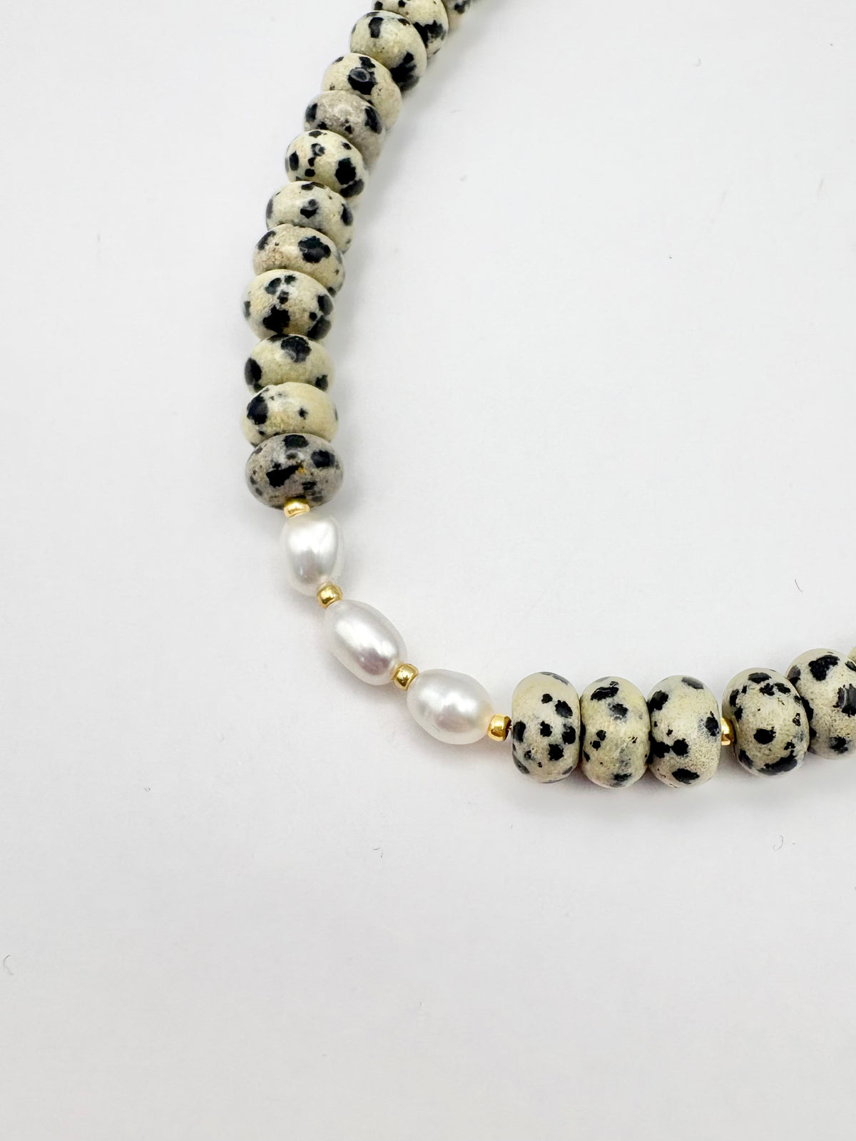 Candi Drop #6 - Dalmatian Jasper & Freshwater Pearl Necklace