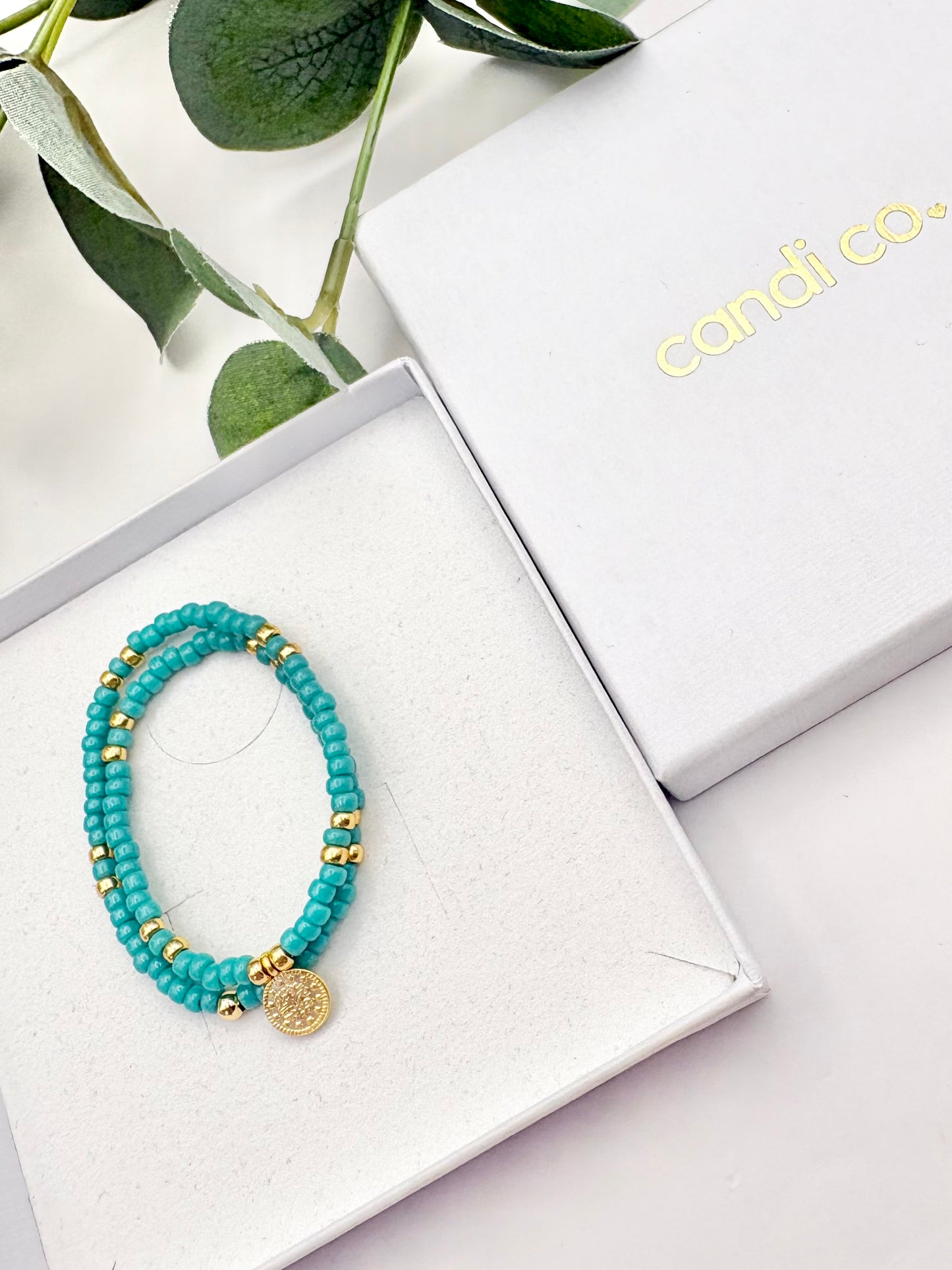 Boho Coin Seed Bead Anklet - Red, Turquoise or White