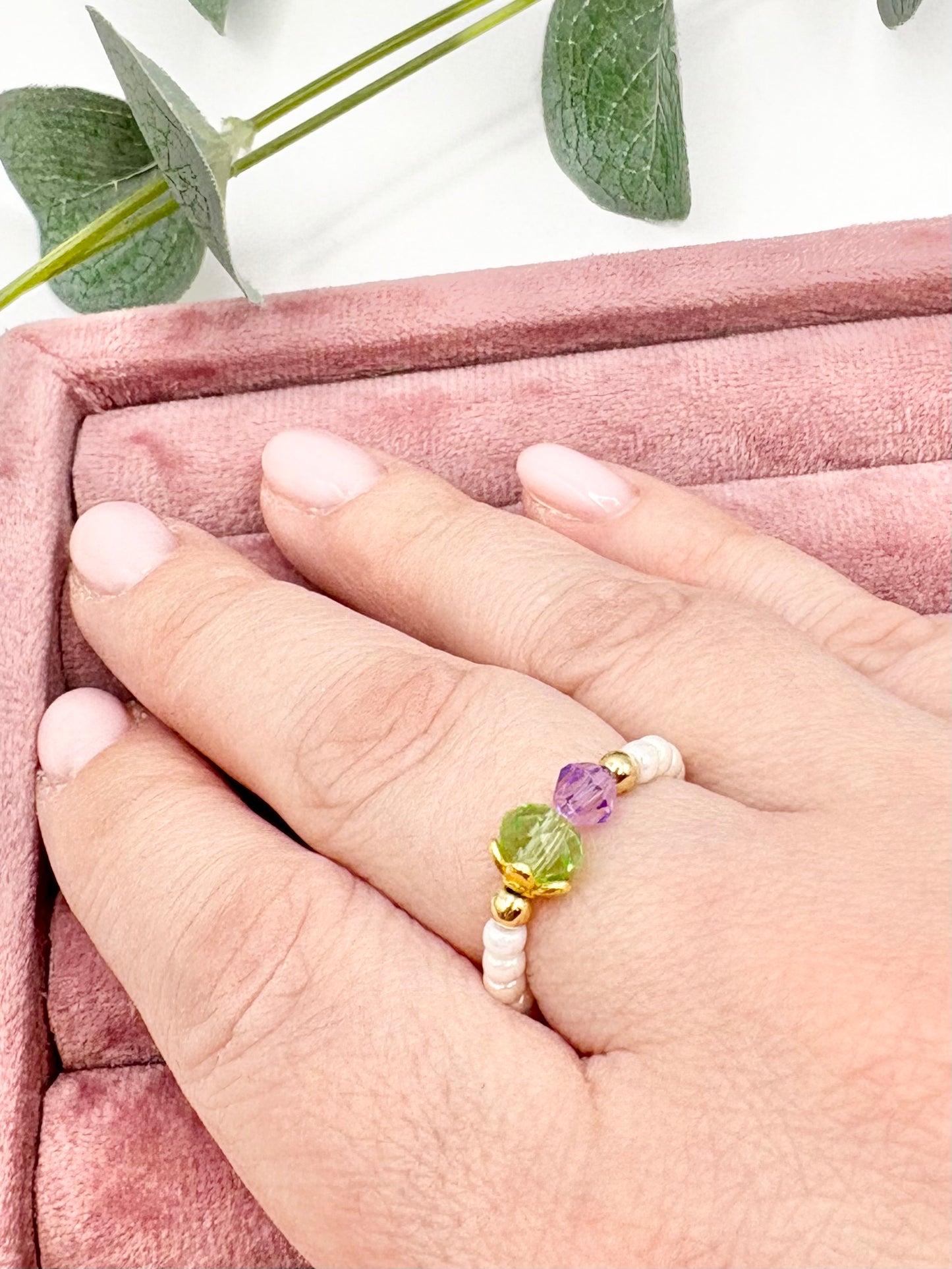 Thistle Seed Beaded Stretch Ring