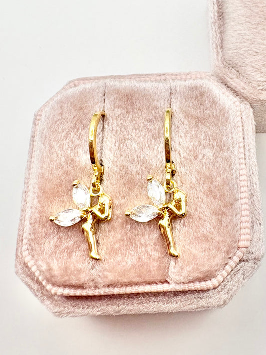 Kids Fairy Charm Huggie Hoop Earrings - Gold