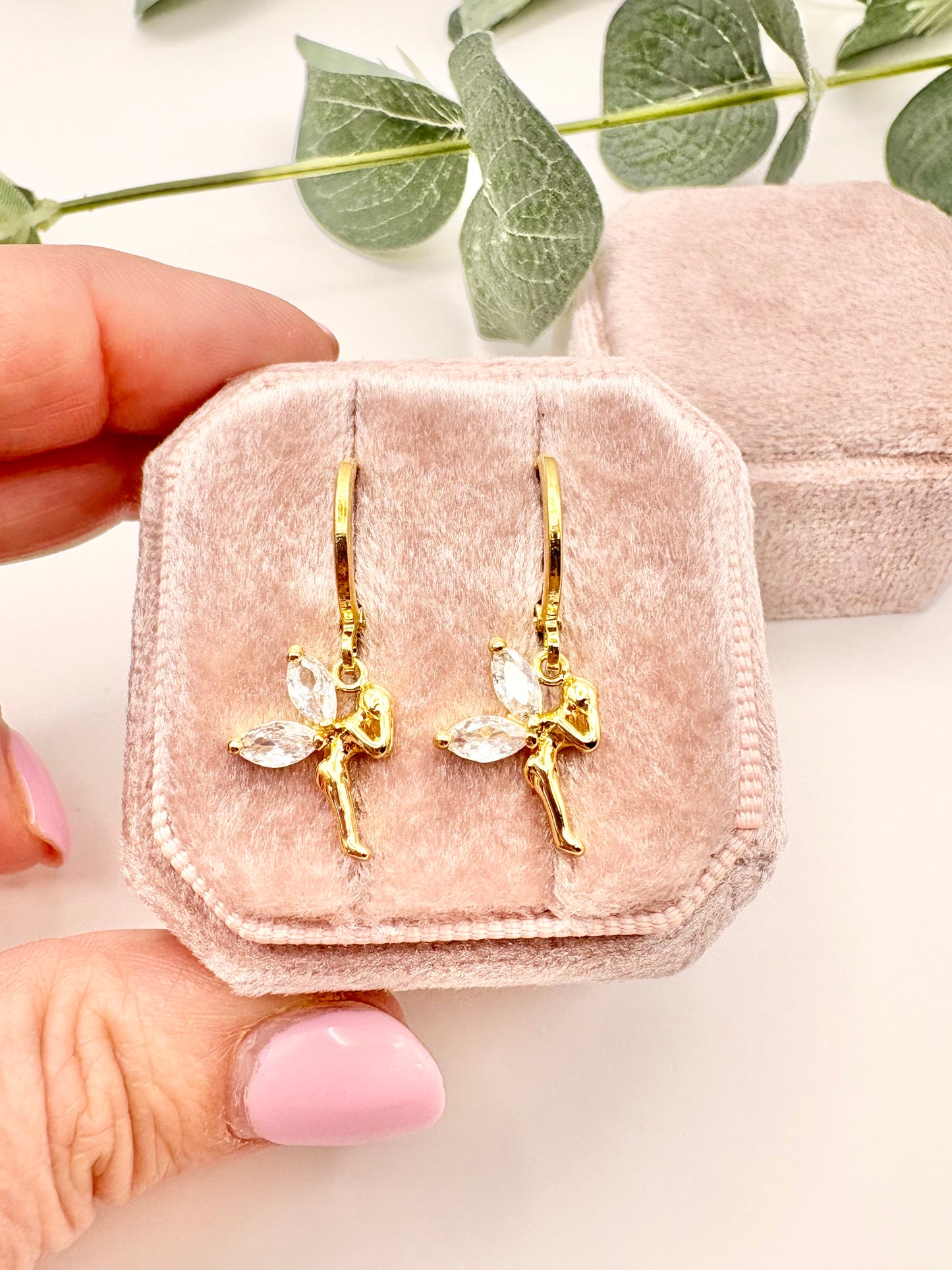 Kids Fairy Charm Huggie Hoop Earrings - Gold