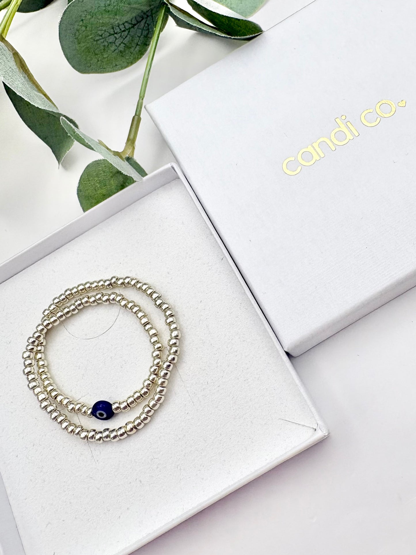 Evil Eye Seed Bead Anklet - Gold or Silver