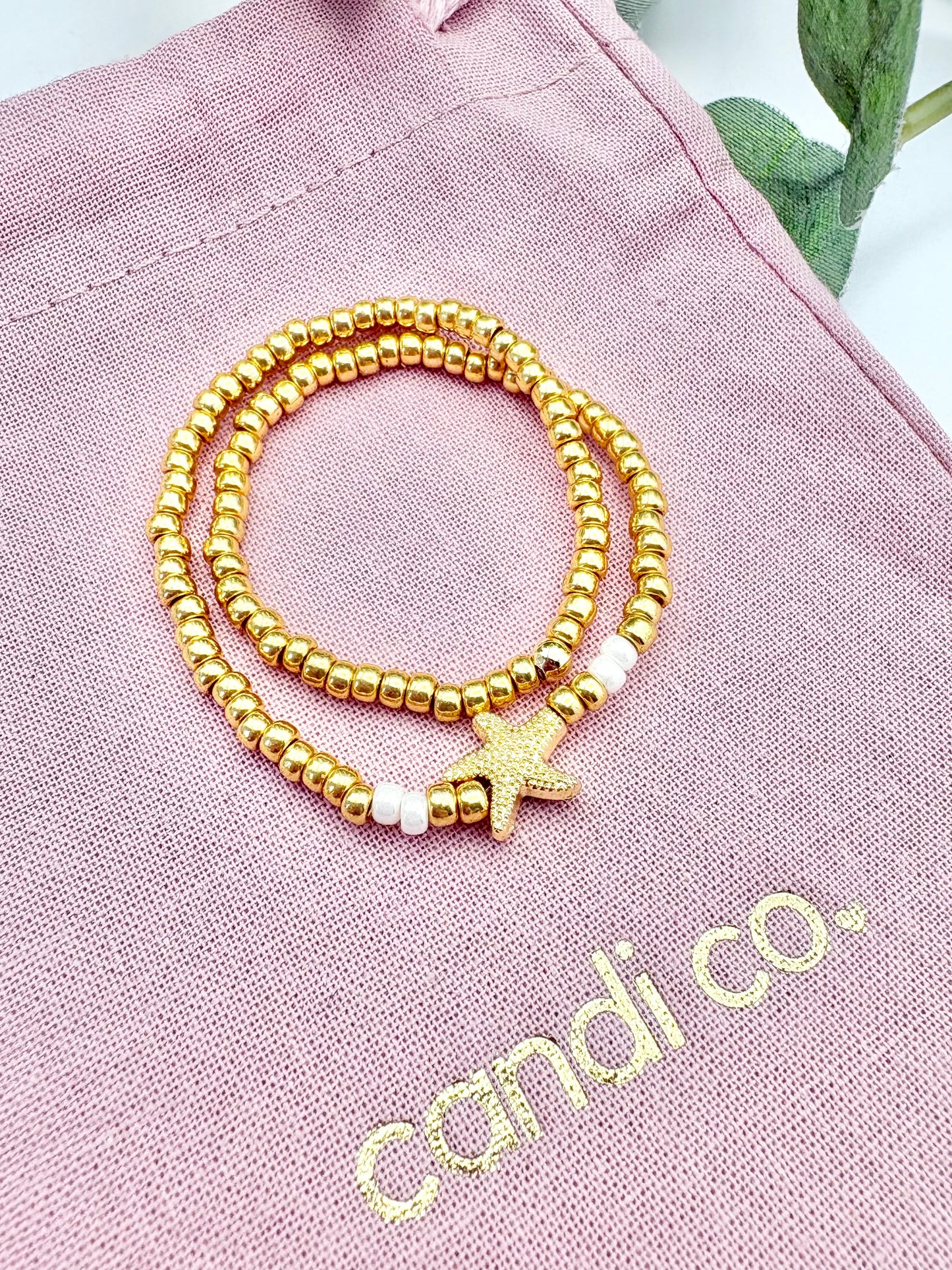 Beachy Starfish Seed Bead Anklet - Gold or Silver