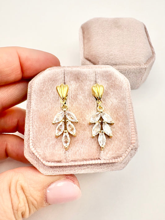 Gold-Plated Art Deco Style Leaf Earrings - SALE