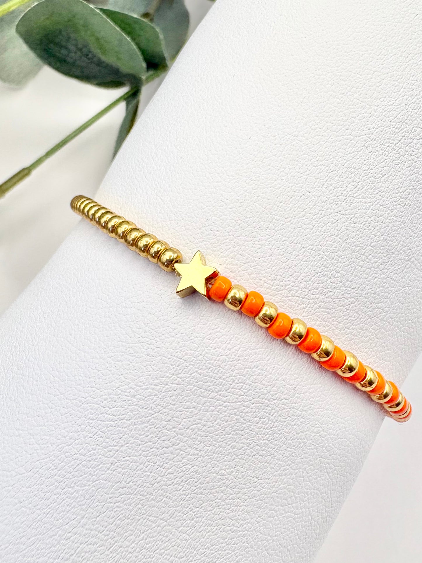 Rainbow Seed Beaded Charm Bracelet