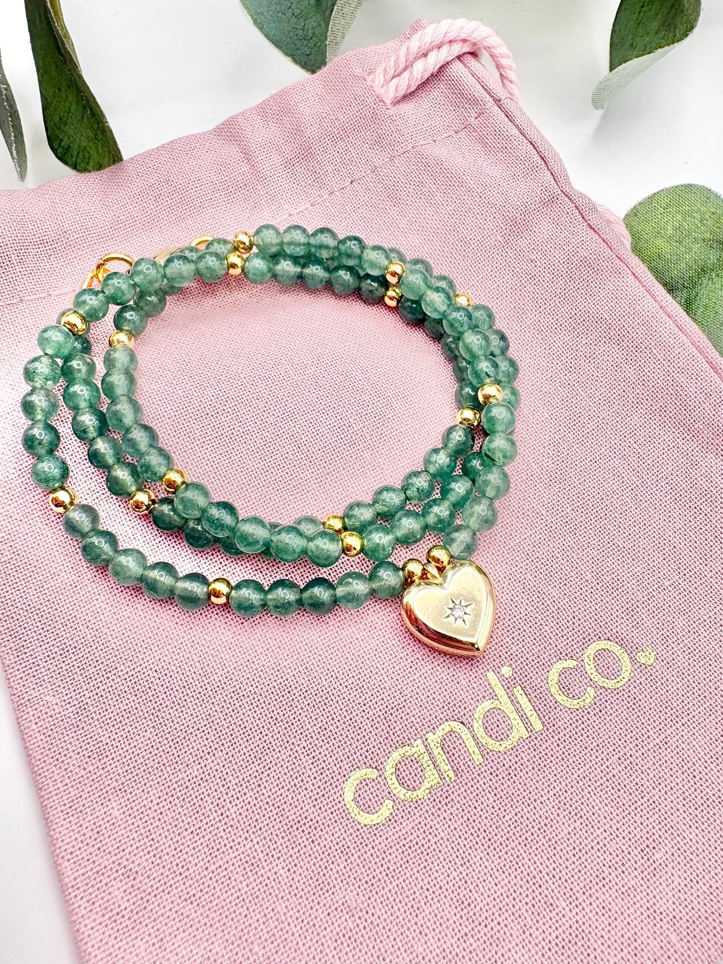 Pastel Gemstone & Vintage Heart Charm Necklace - Various Colours
