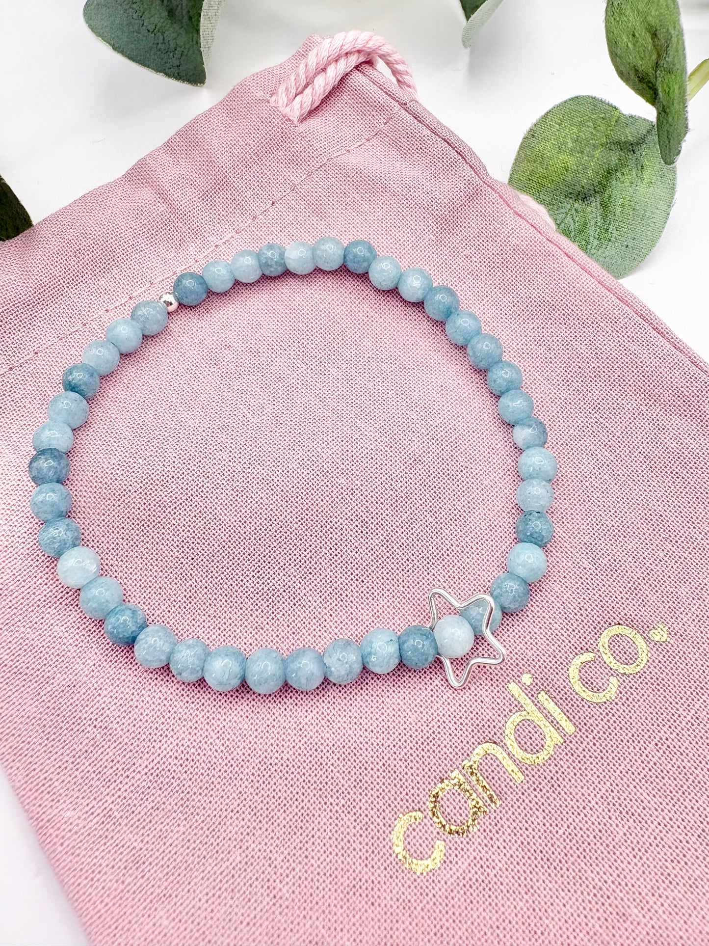 Pastel Gemstone Bracelet with Heart or Star Charm - Sterling Silver or Gold-filled