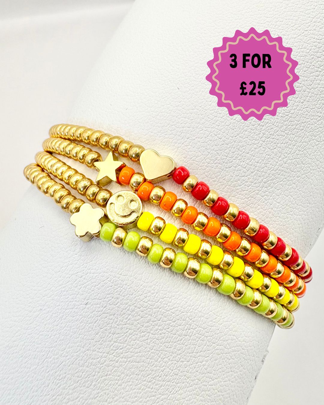 Seed Bead Stacking Bracelets - Rainbow Charm Mix