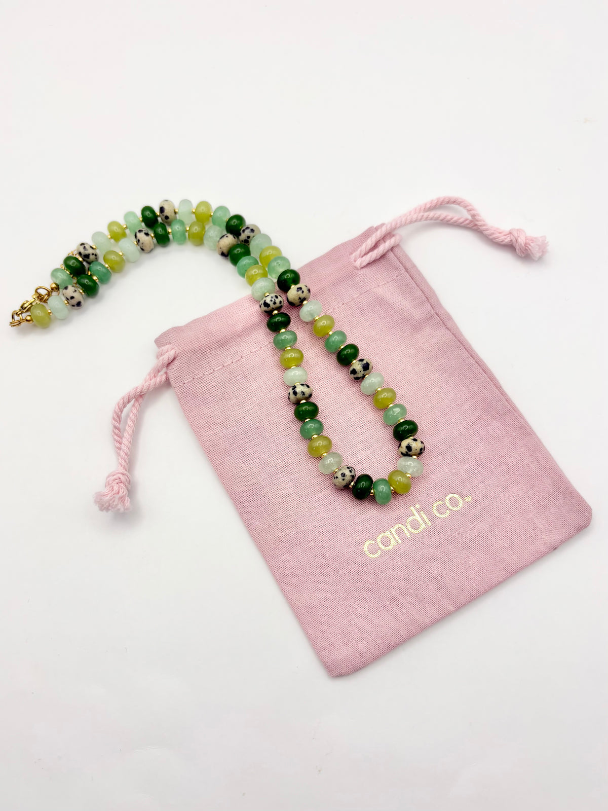 Candi Drop #9 - Dyed Quartz & Dalmatian Jasper Necklace