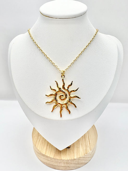 Sunburst Long Necklace - Gold or Silver