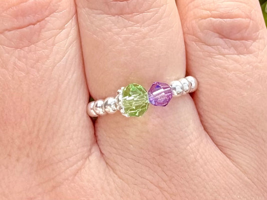 Thistle Beaded Stretch Ring - Sterling Silver