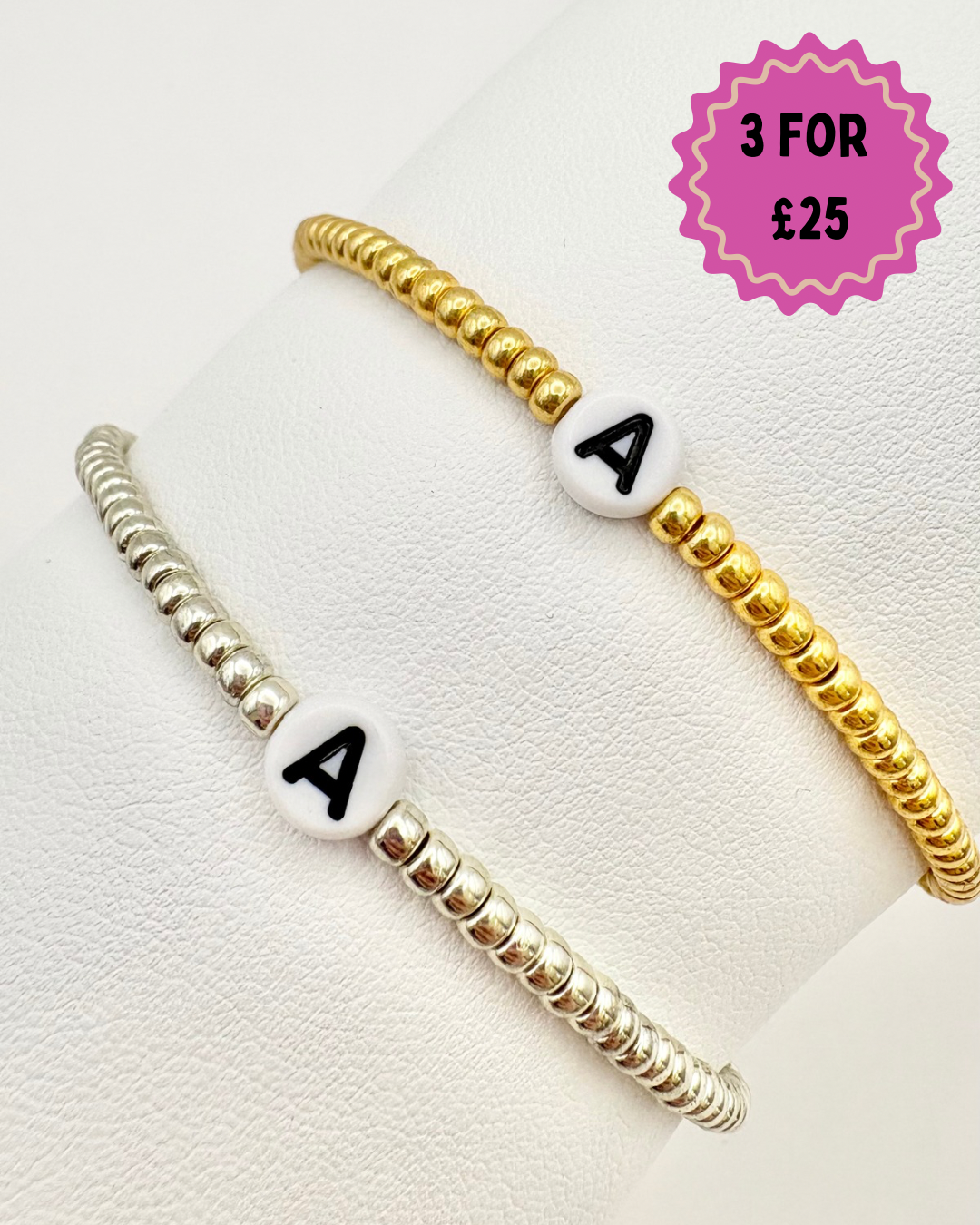 Seed Bead Stacking Bracelets - Initial